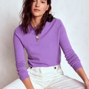 Eva Cashmere Crew Neck Sweater-Purple Topaz
