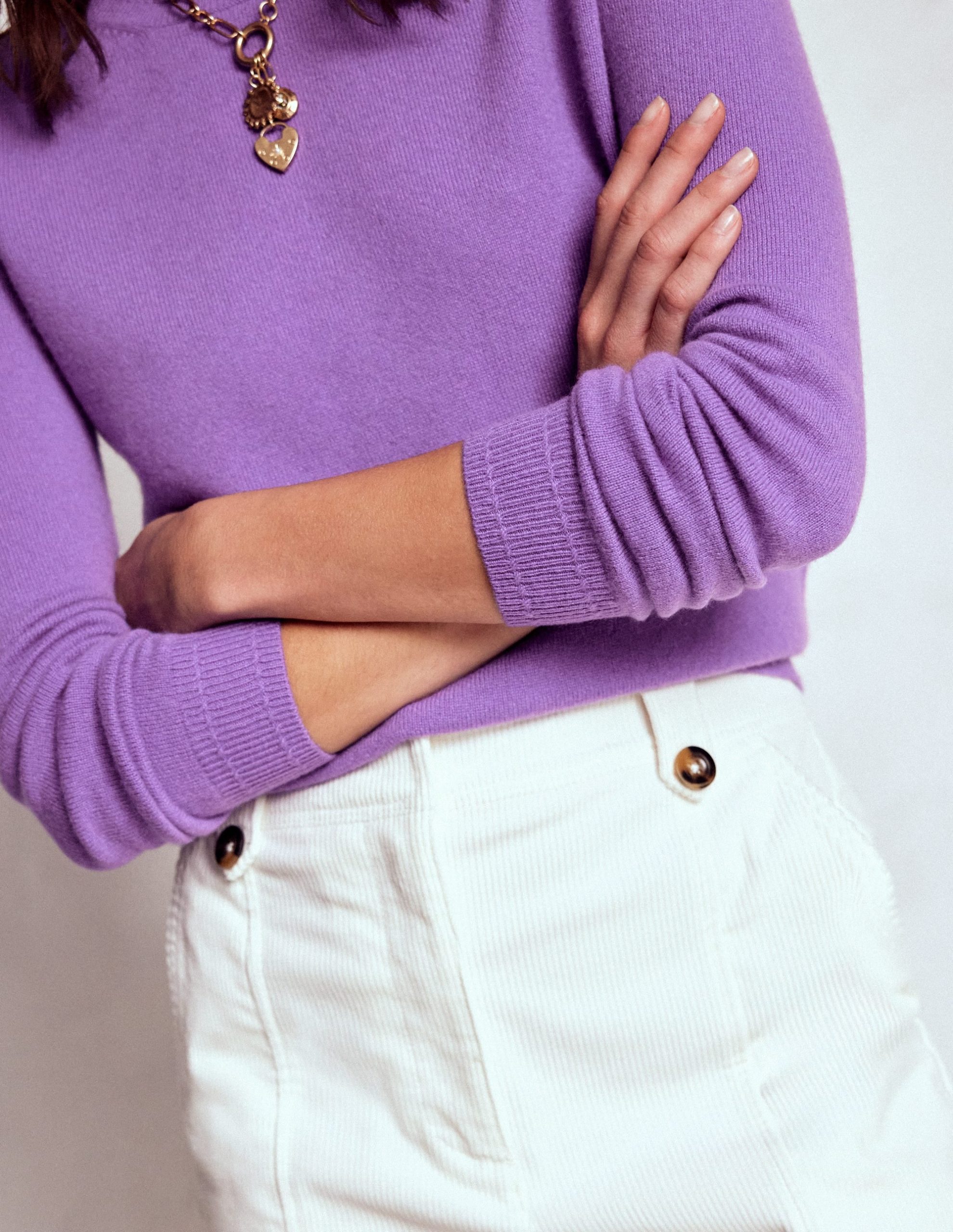 Eva Cashmere Crew Neck Sweater-Purple Topaz - Image 2