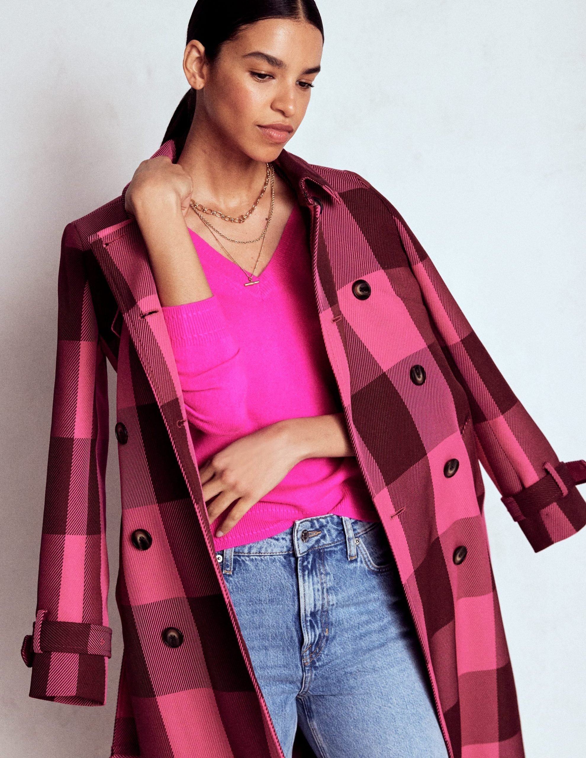 Eva Cashmere V-Neck Sweater-Pop Pansy - Image 5