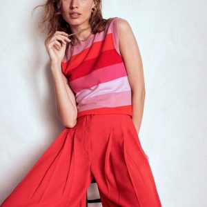 Eva Cashmere Vest-Pink/ Orange Stripe