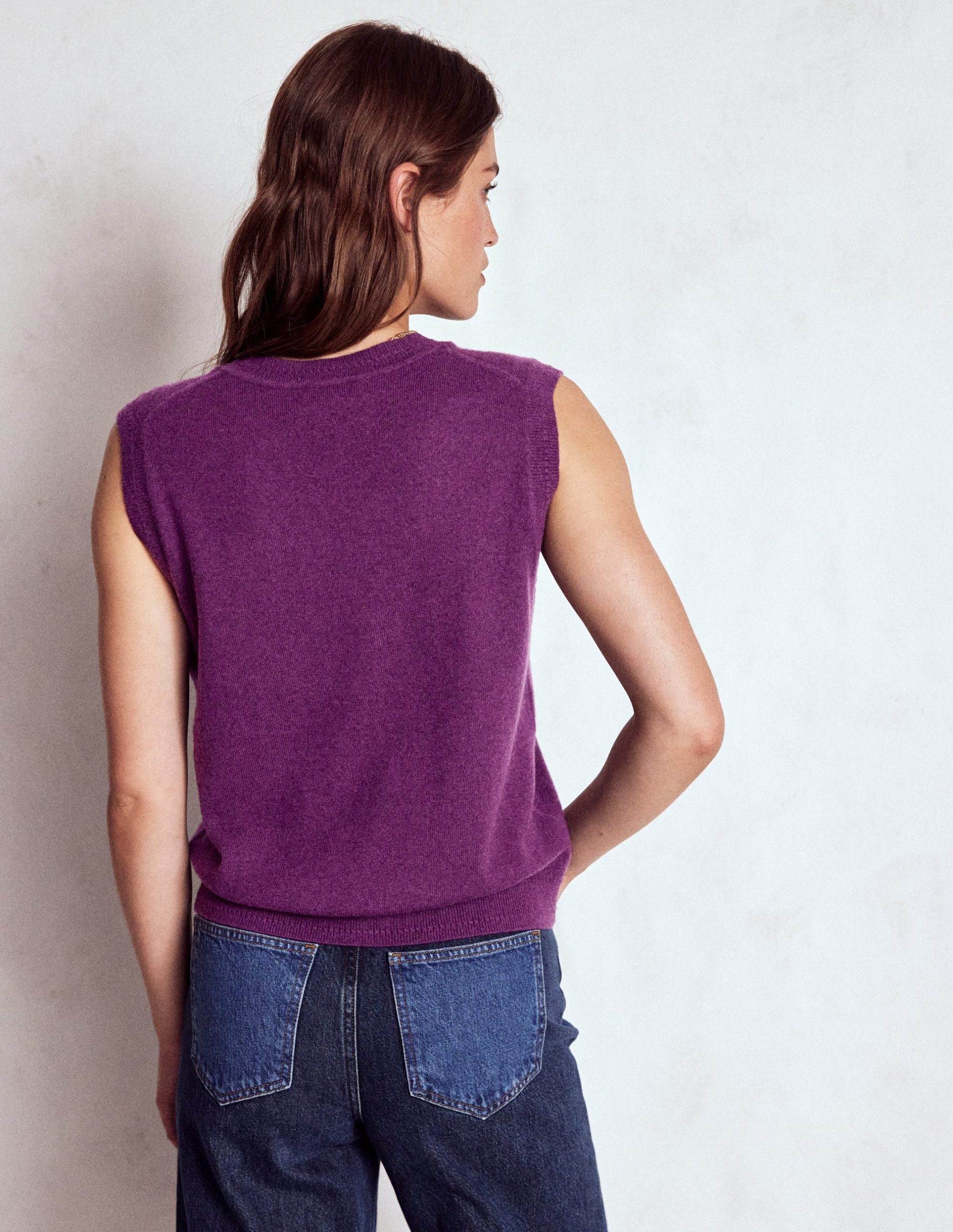 Eva Cashmere Vest-Plum Melange - Image 3