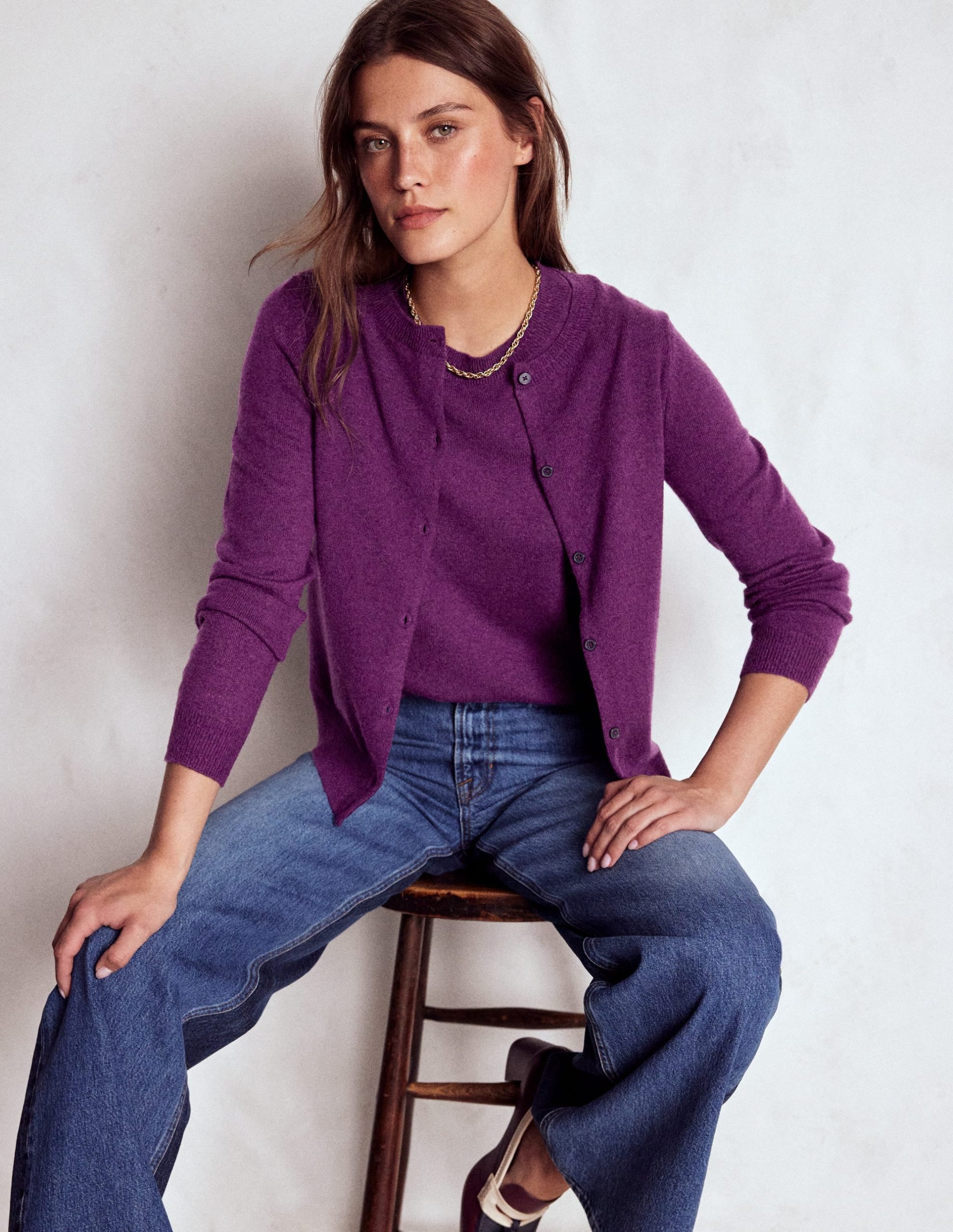 Eva Cashmere Vest-Plum Melange - Image 4