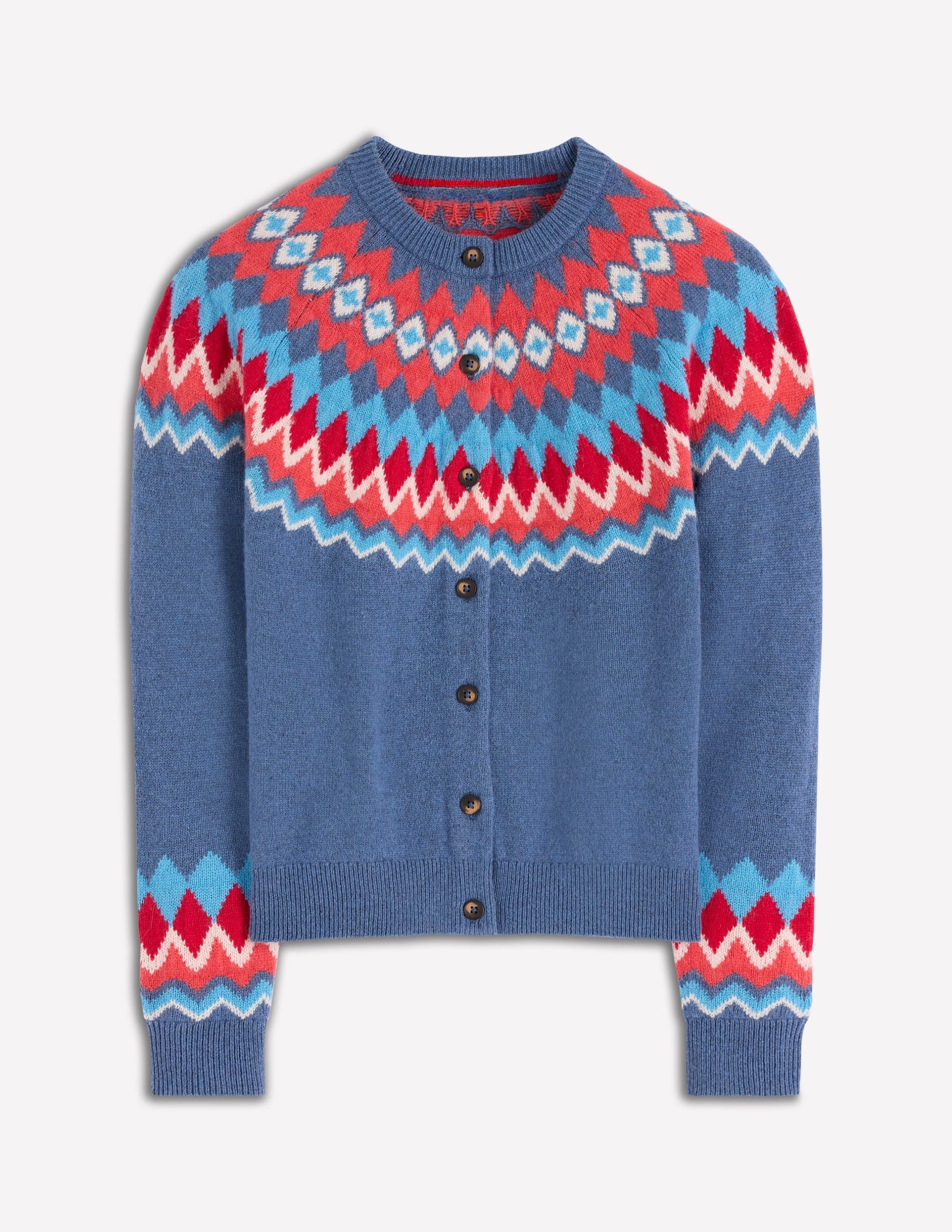 Edie Fair Isle Cardigan-Blue Fair Isle - Image 6