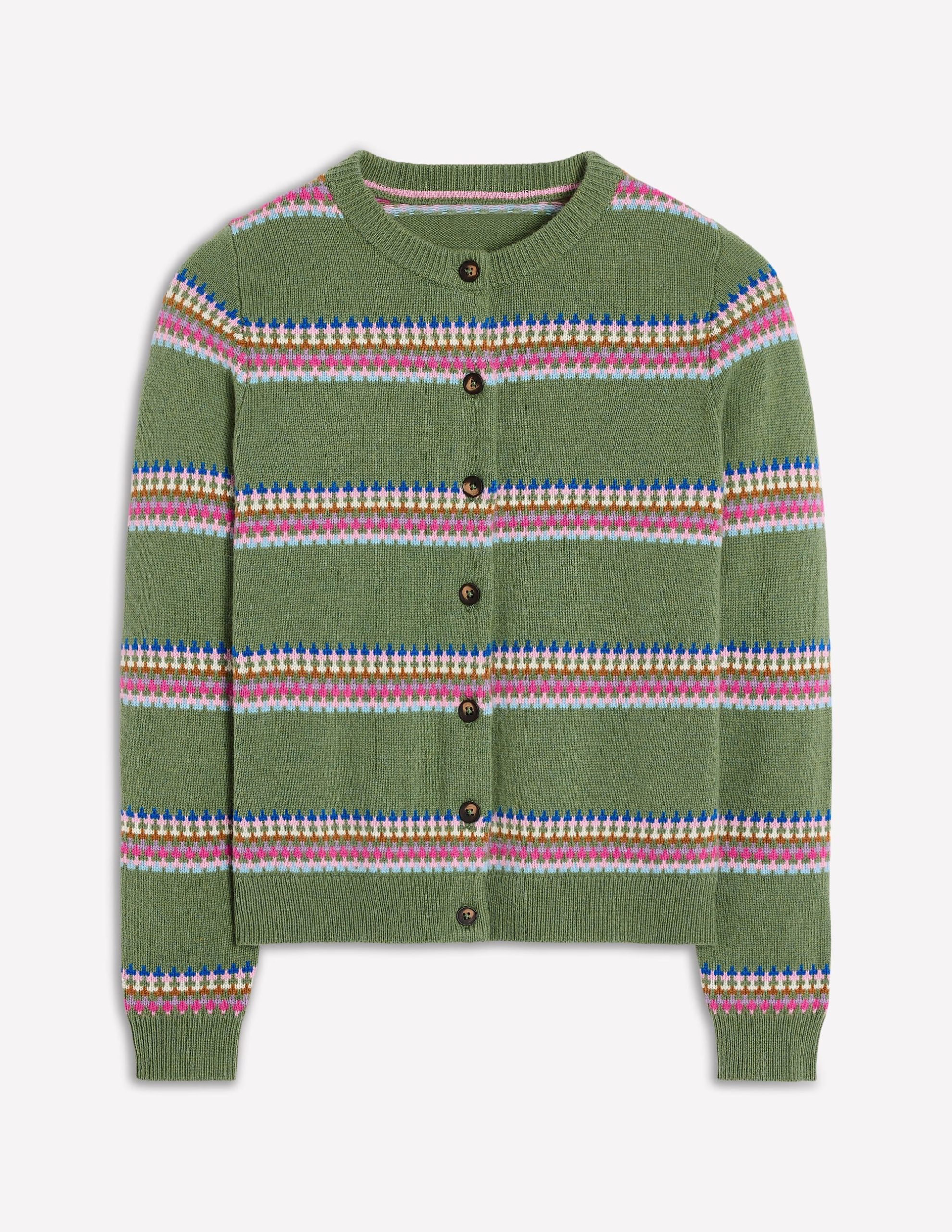 Edie Fair Isle Cardigan-Green. Diamond - Image 5