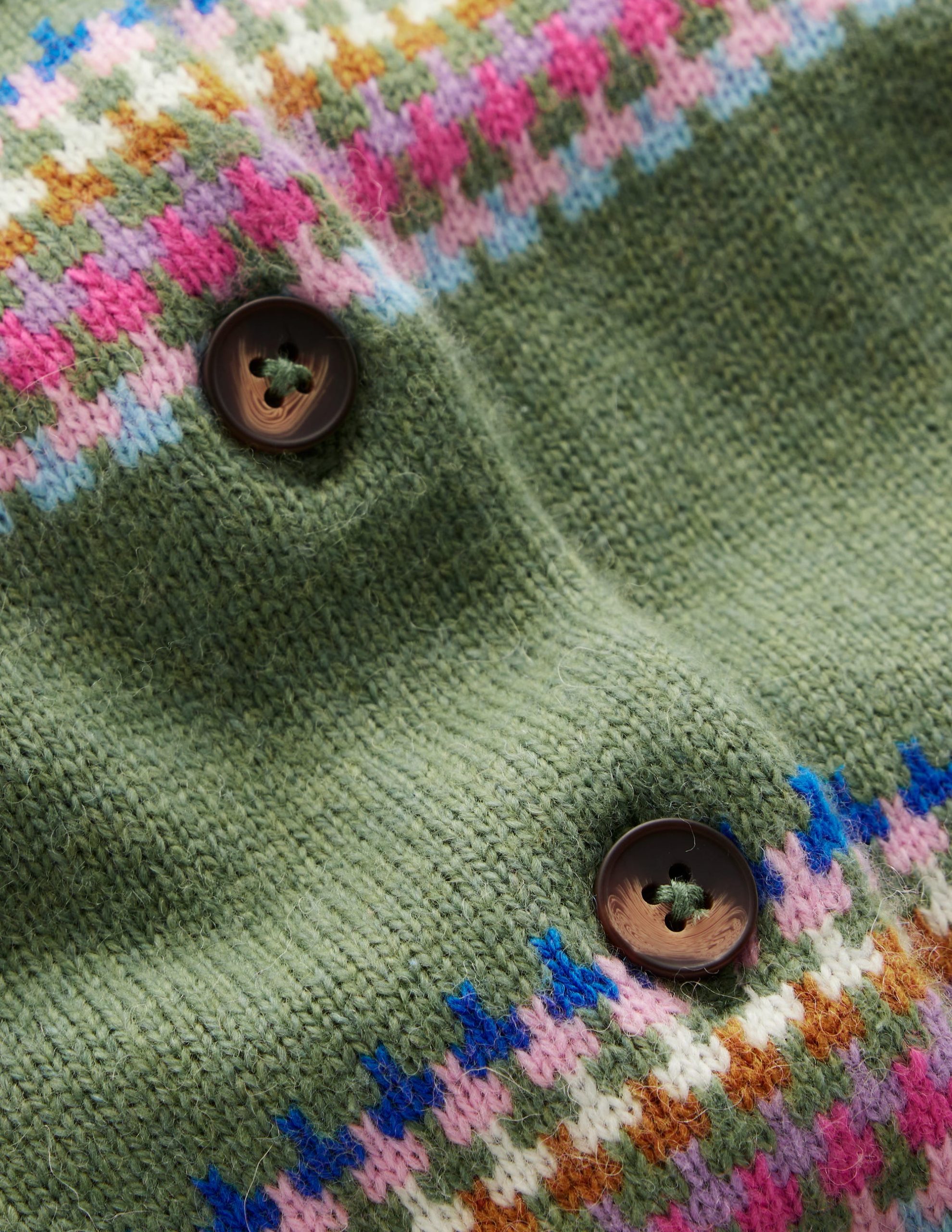 Edie Fair Isle Cardigan-Green. Diamond - Image 6