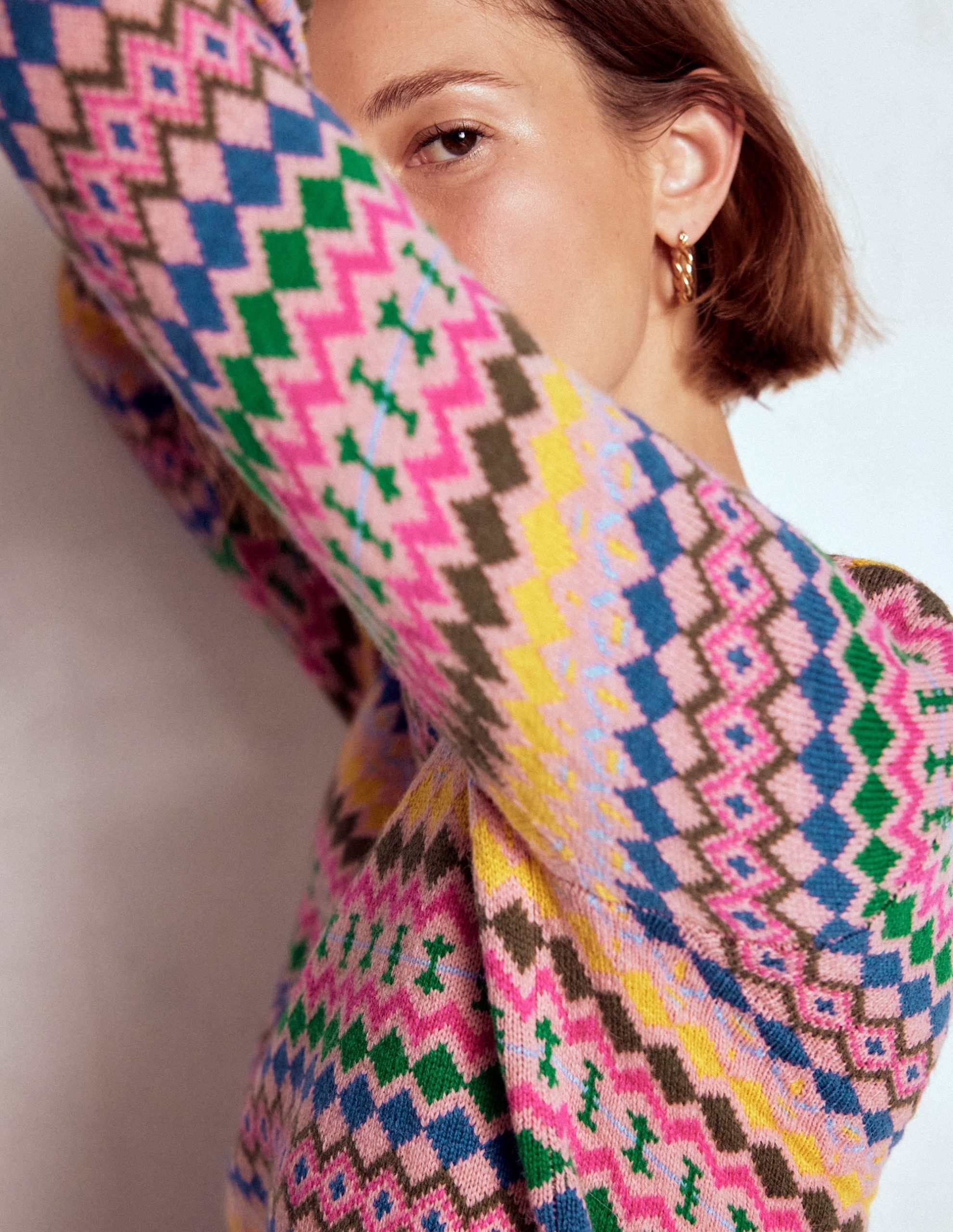 Edie Fair Isle Sweater-Pink. Geo Fair Isle - Image 2