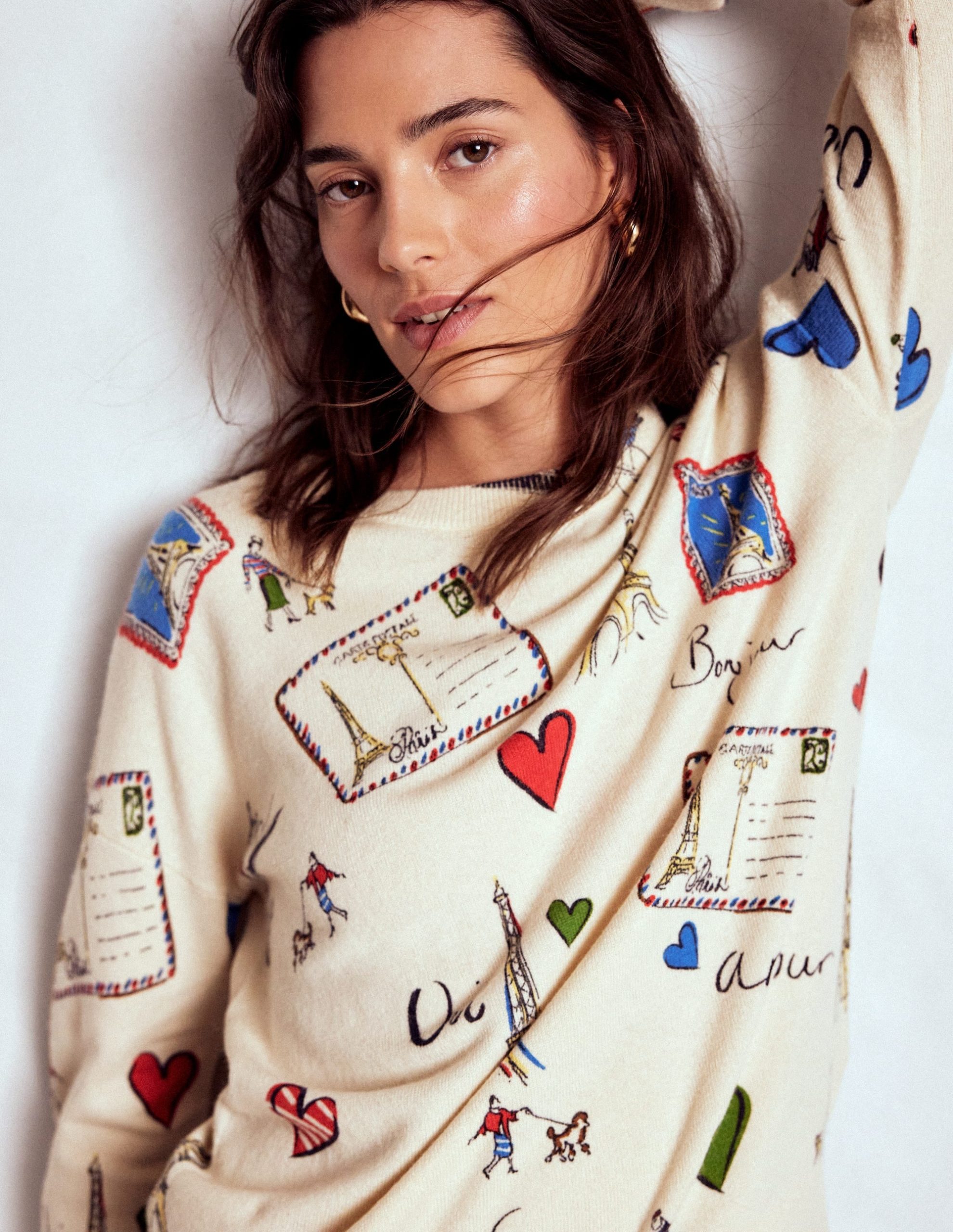 Natasha Novelty Sweater-Ivory. Postcard from Paris