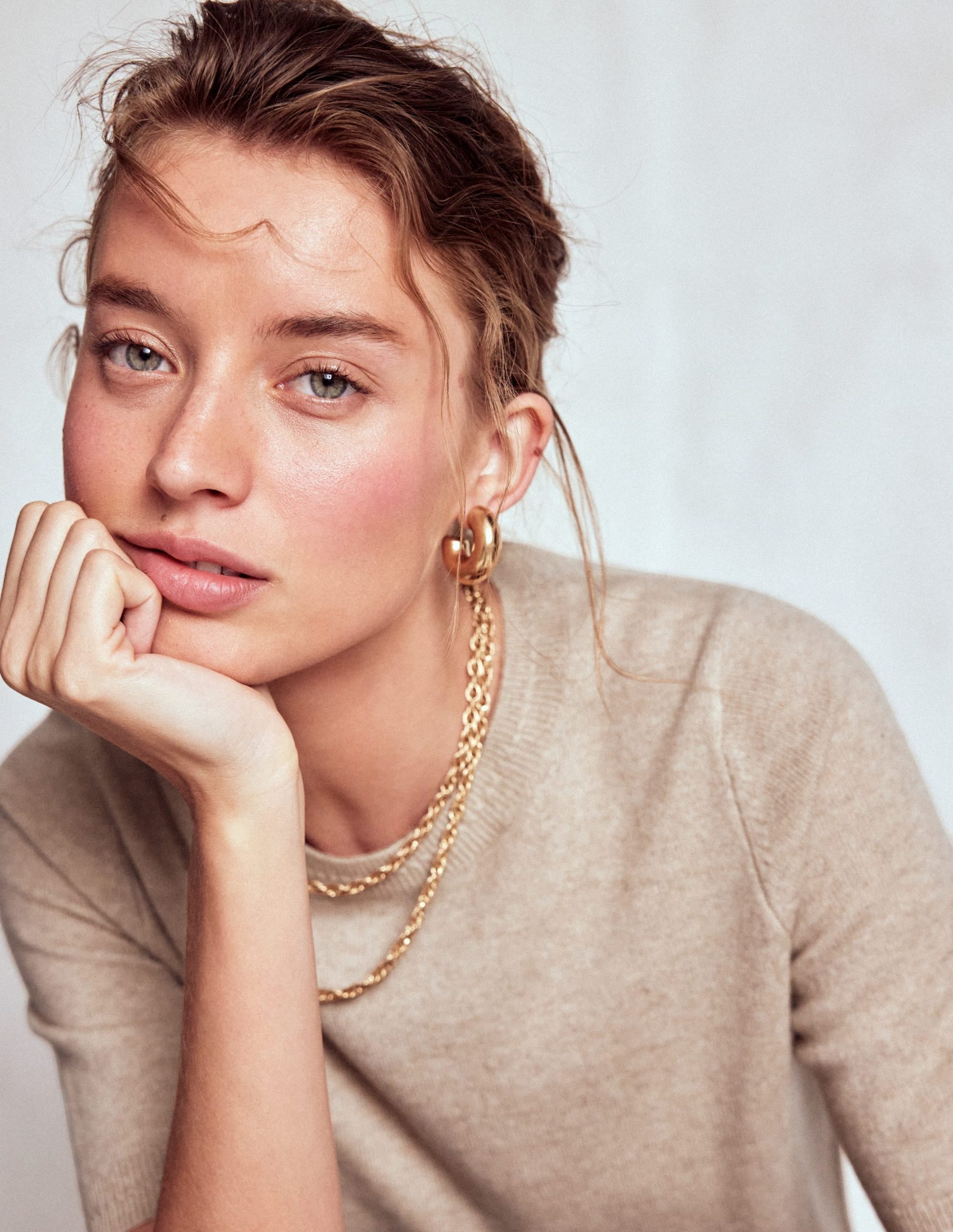 Eva Cashmere T-Shirt-Chinchilla Melange - Image 2