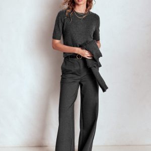 Eva Cashmere T-Shirt-Charcoal Melange