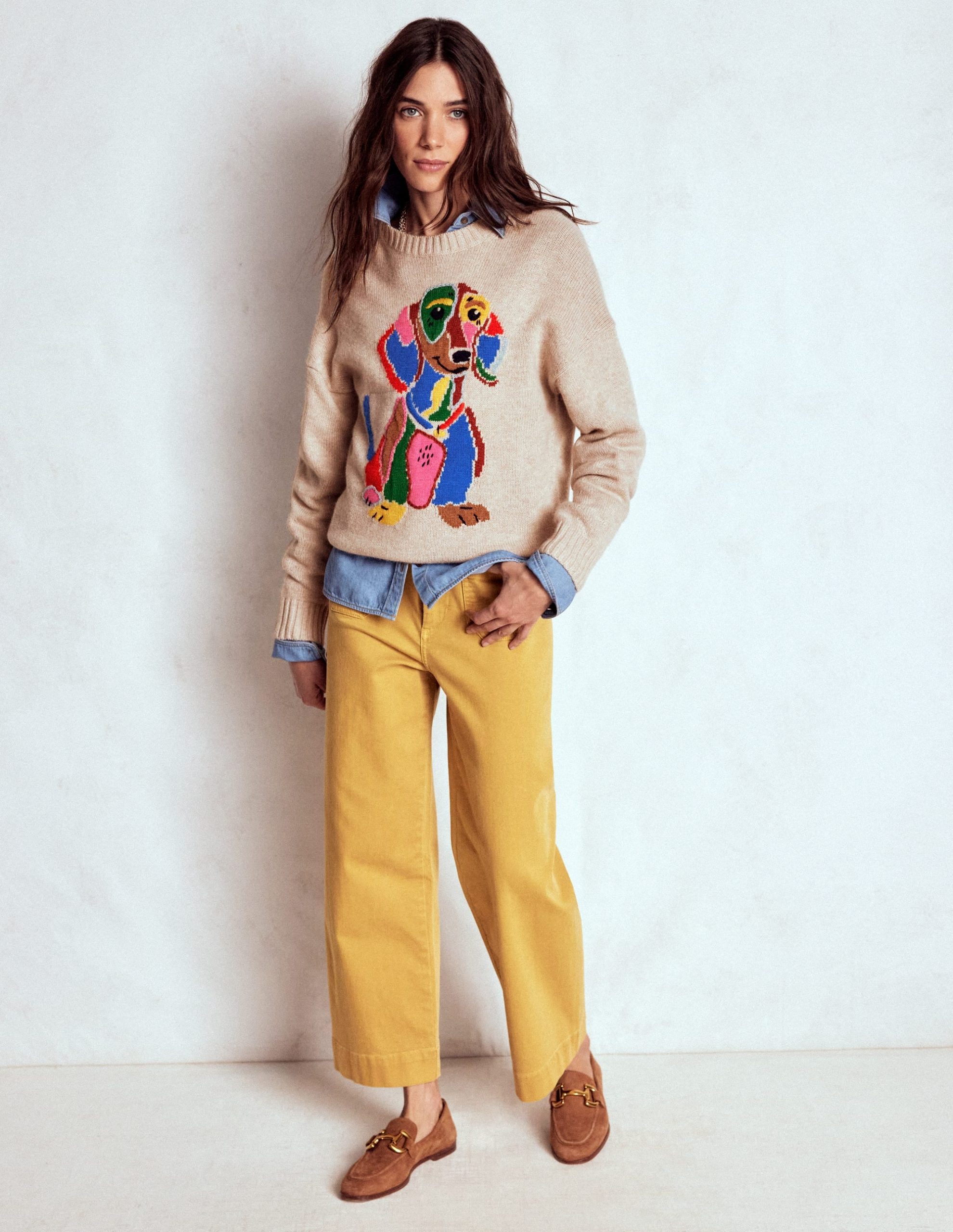 Natalie Embroidered Sweater-Oatmeal Melange. Daschund - Image 4