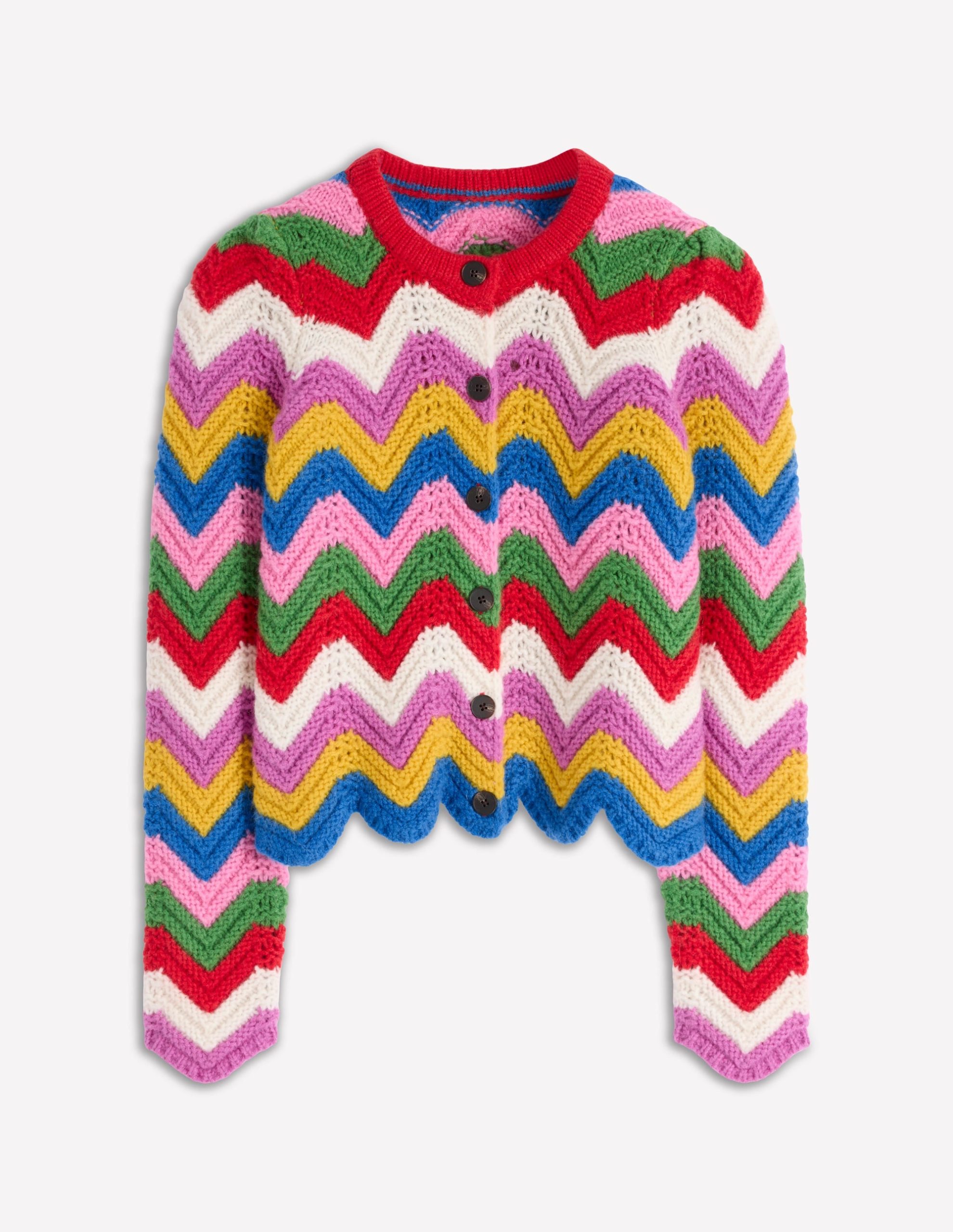 Chunky Chevron Knitted Jacket-Multi. Zig Zag - Image 8