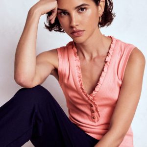 Jersey Henley Pajama Vest-Light Pink