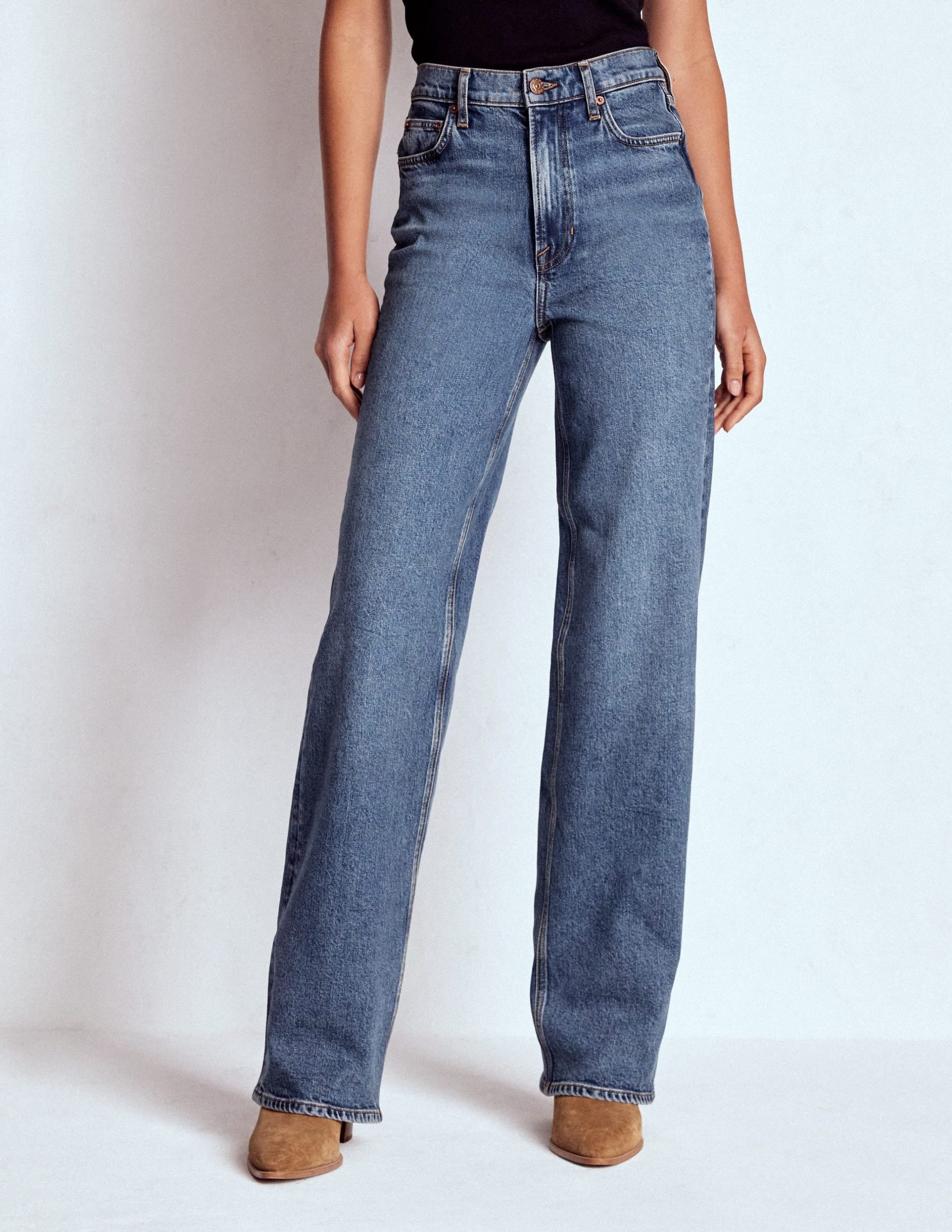 High Rise Column Leg Jeans-Mid Vintage - Image 6