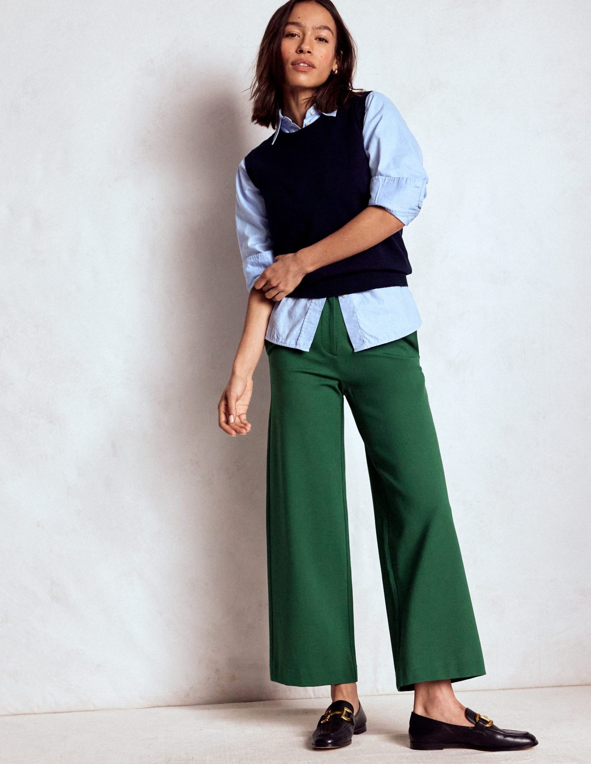 Belgravia Ponte Crop Pants-Hunter Green