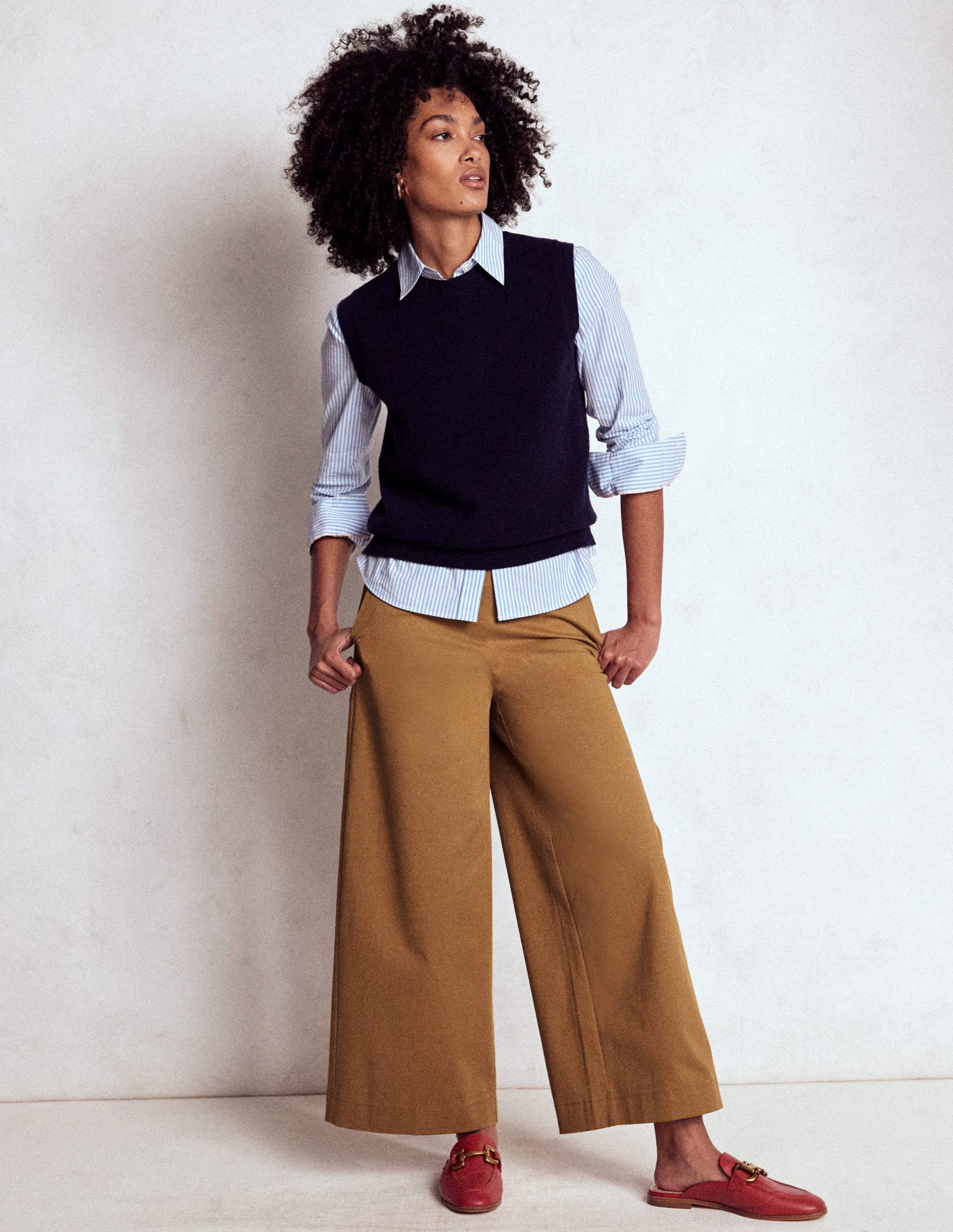 Pull-on Cropped Pants-Hazelnut Brown