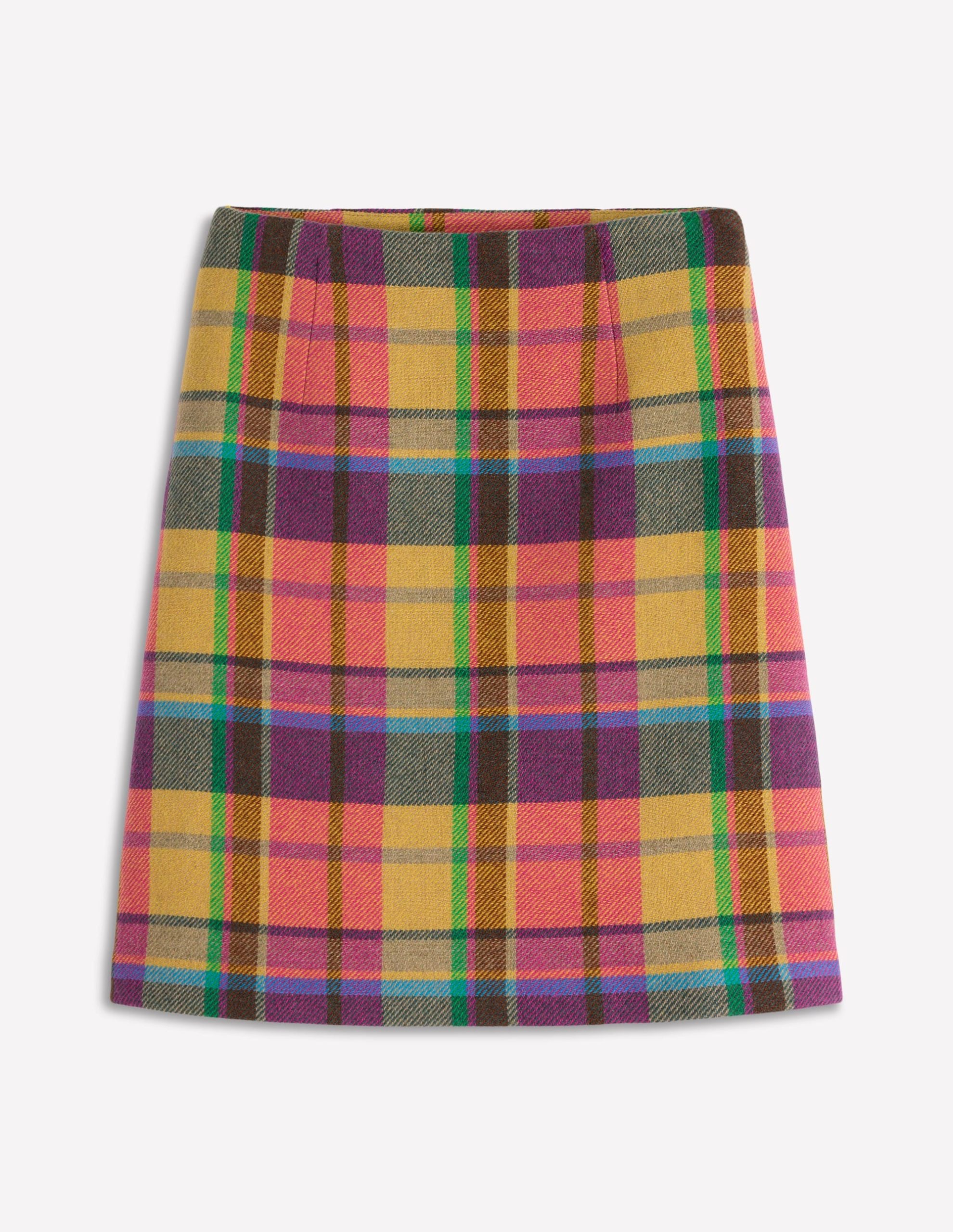 Gia Wool Skirt-Yellow. Pink and Green Check - Image 7