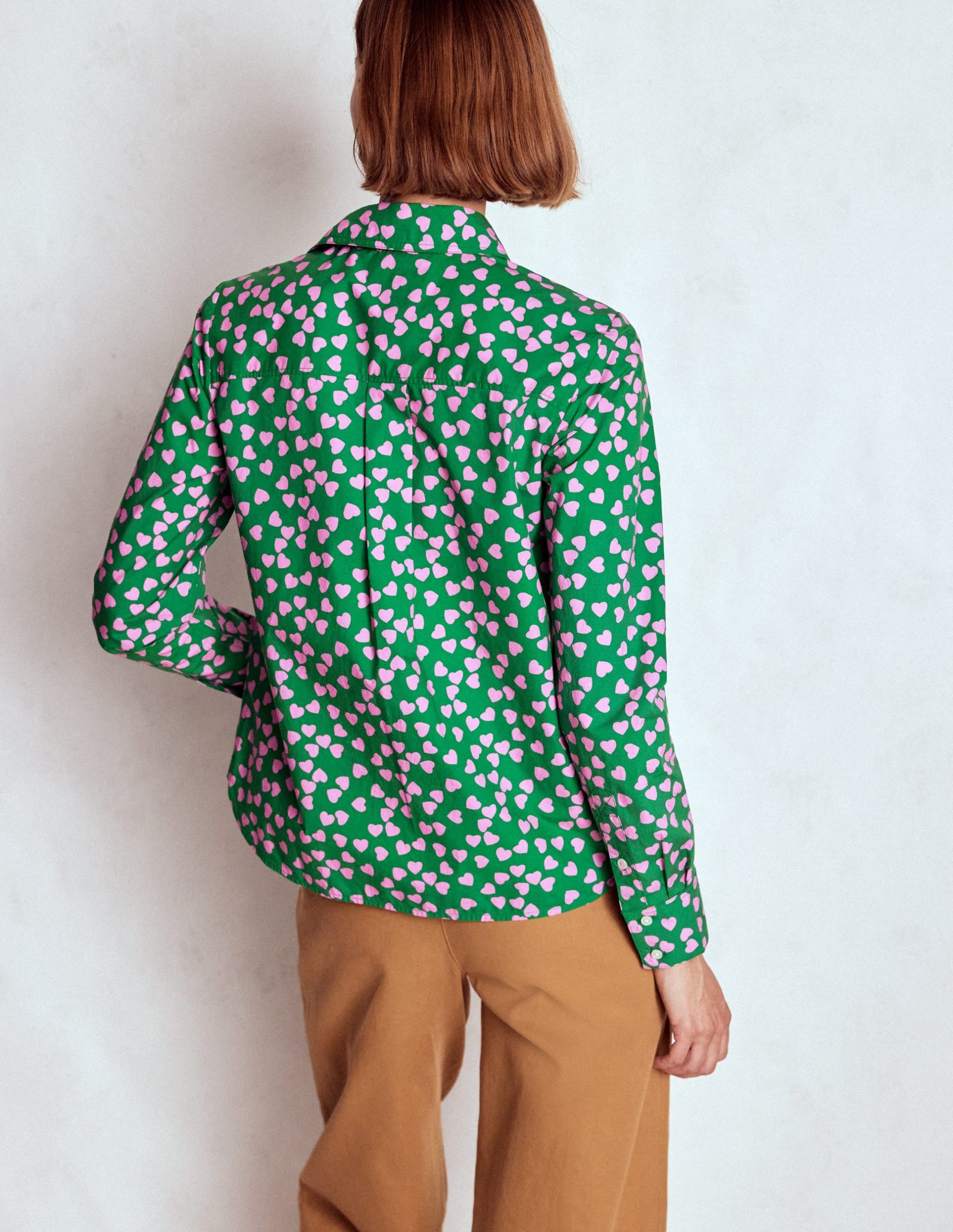 Sienna Cotton Shirt-Highland Green. Heart Cascade - Image 3
