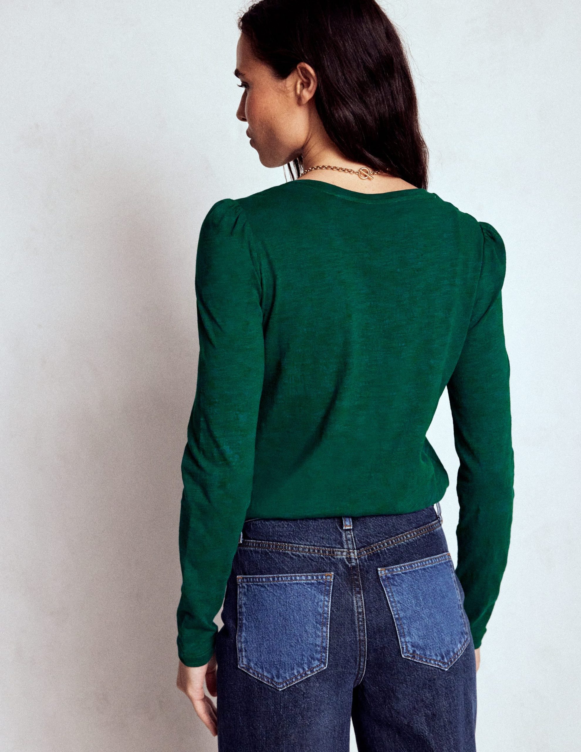 Cotton Crew Long Sleeve Top-Drake Green - Image 3