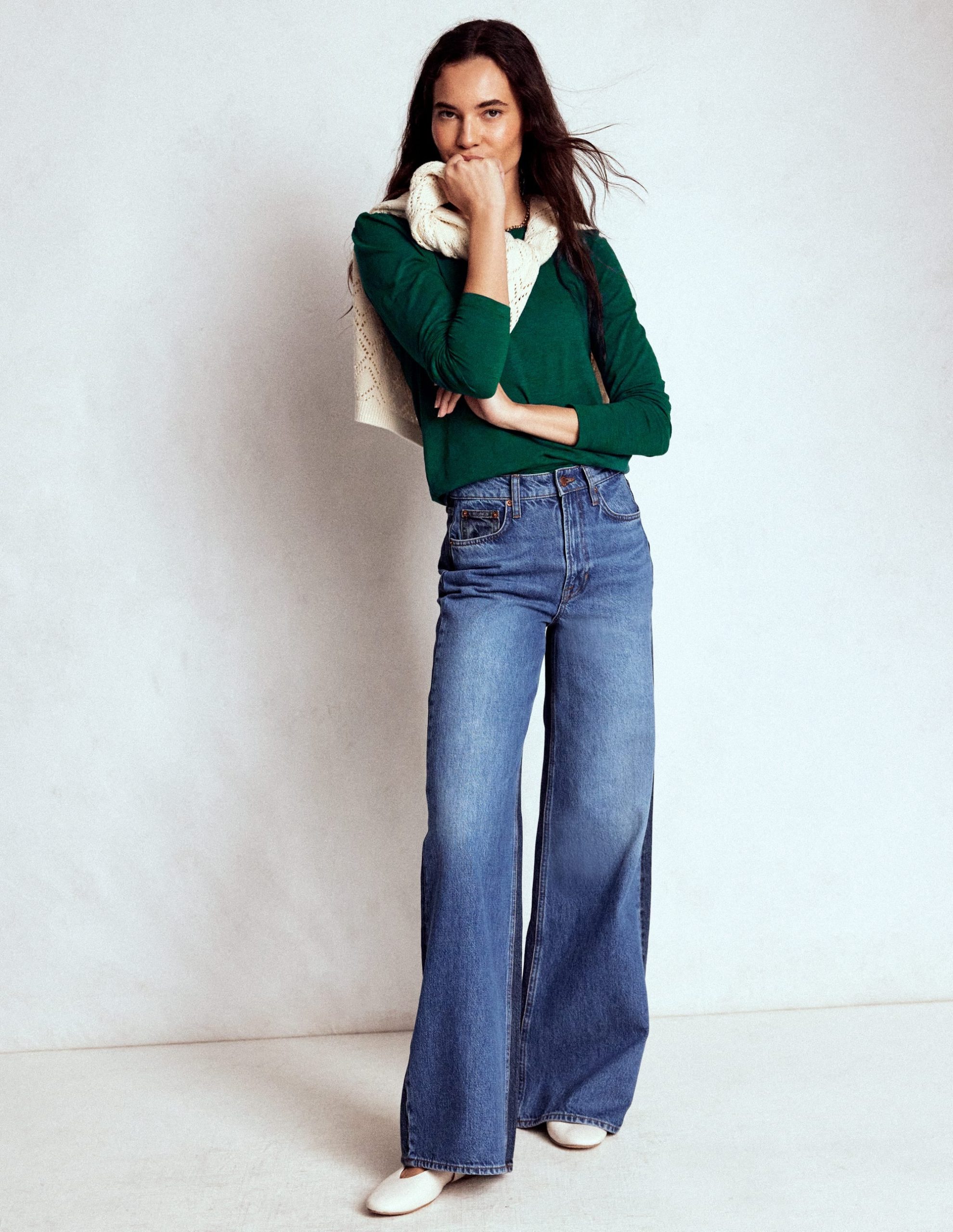 Cotton Crew Long Sleeve Top-Drake Green - Image 5