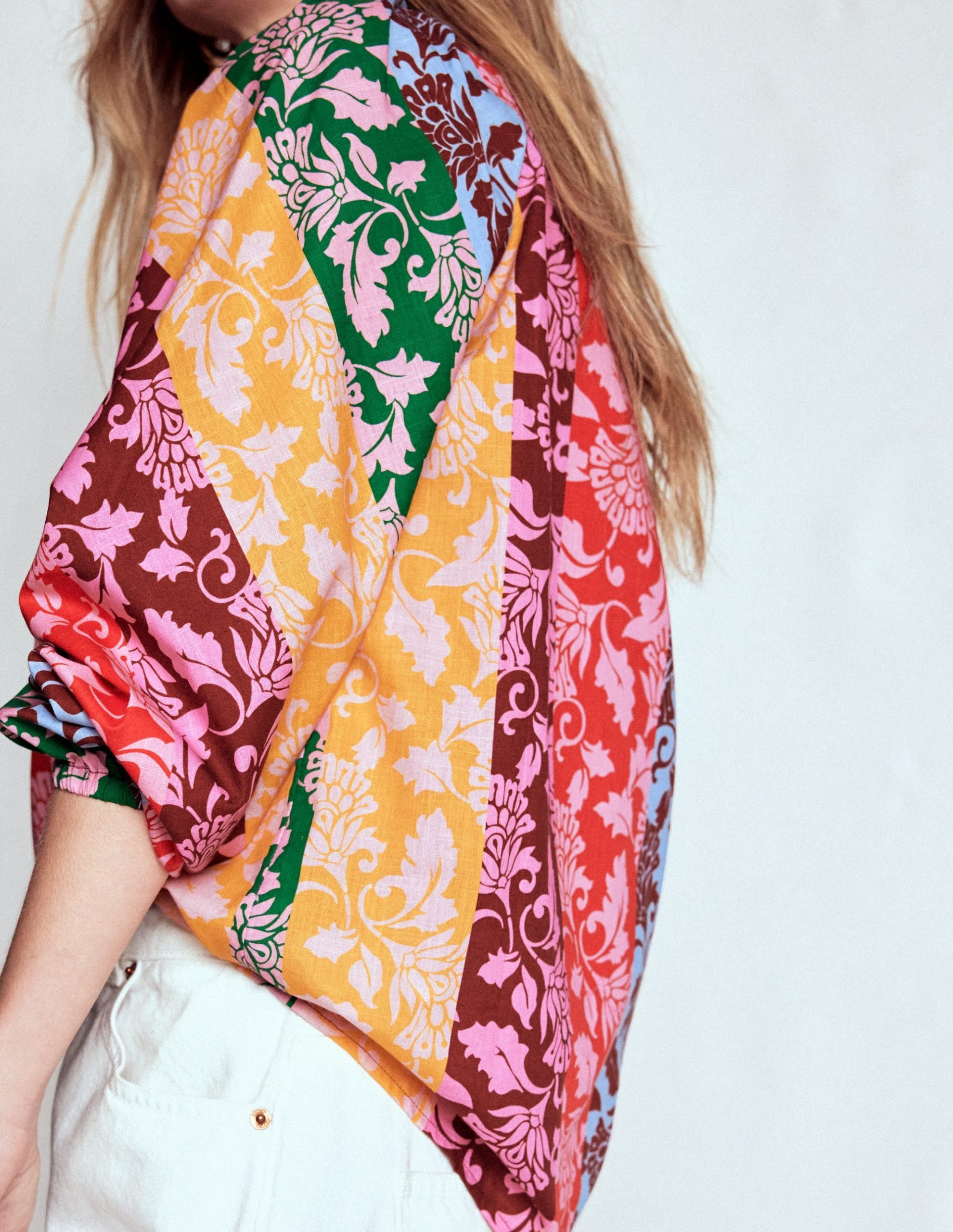 Long Sleeve Notch Top-Multi. Ornate Vine - Image 3