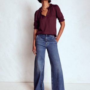 Ria Short Sleeve Top-Dark Cherry