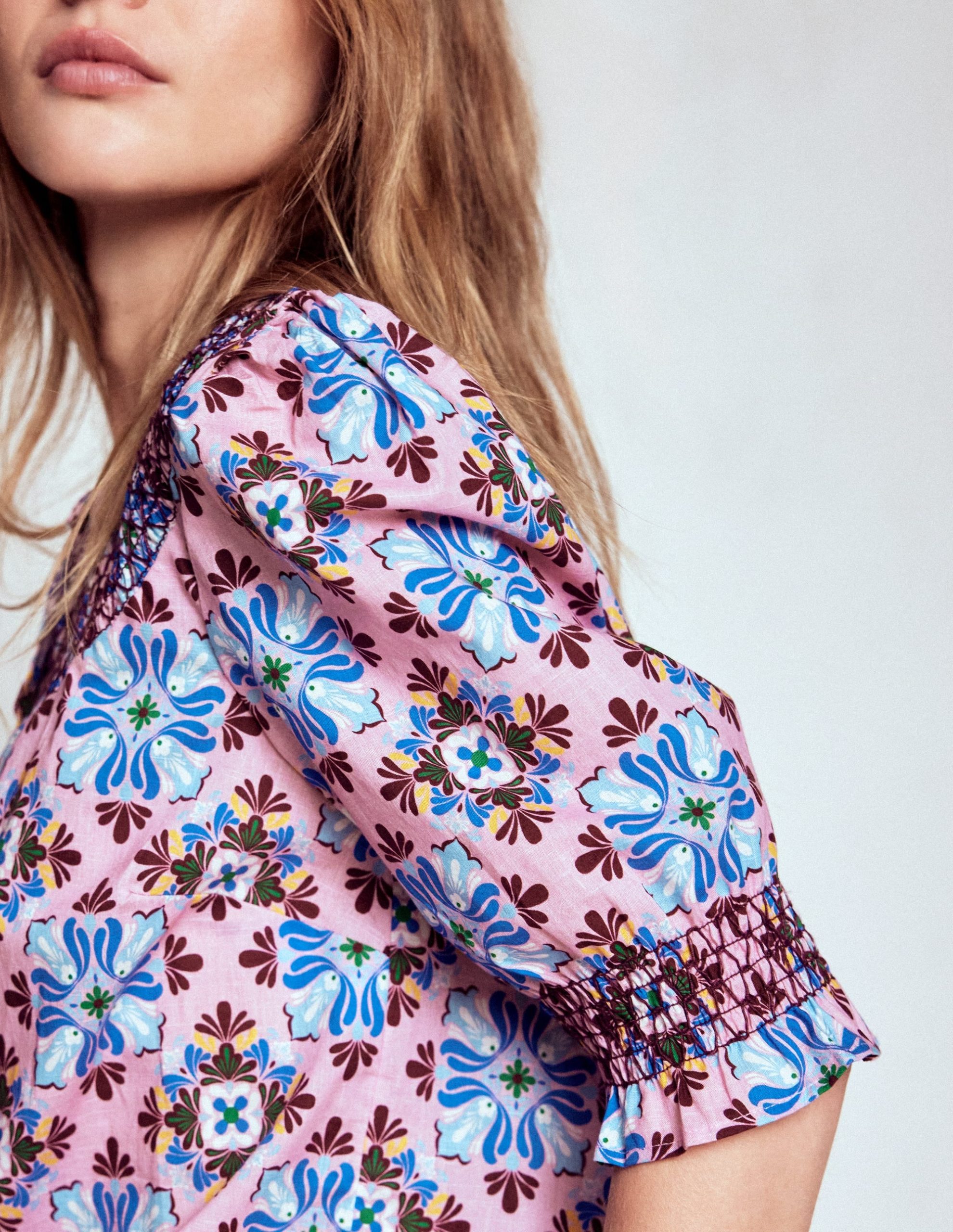 Effie Short Sleeve Top-Formica Pink. Bloom Mosaic - Image 2