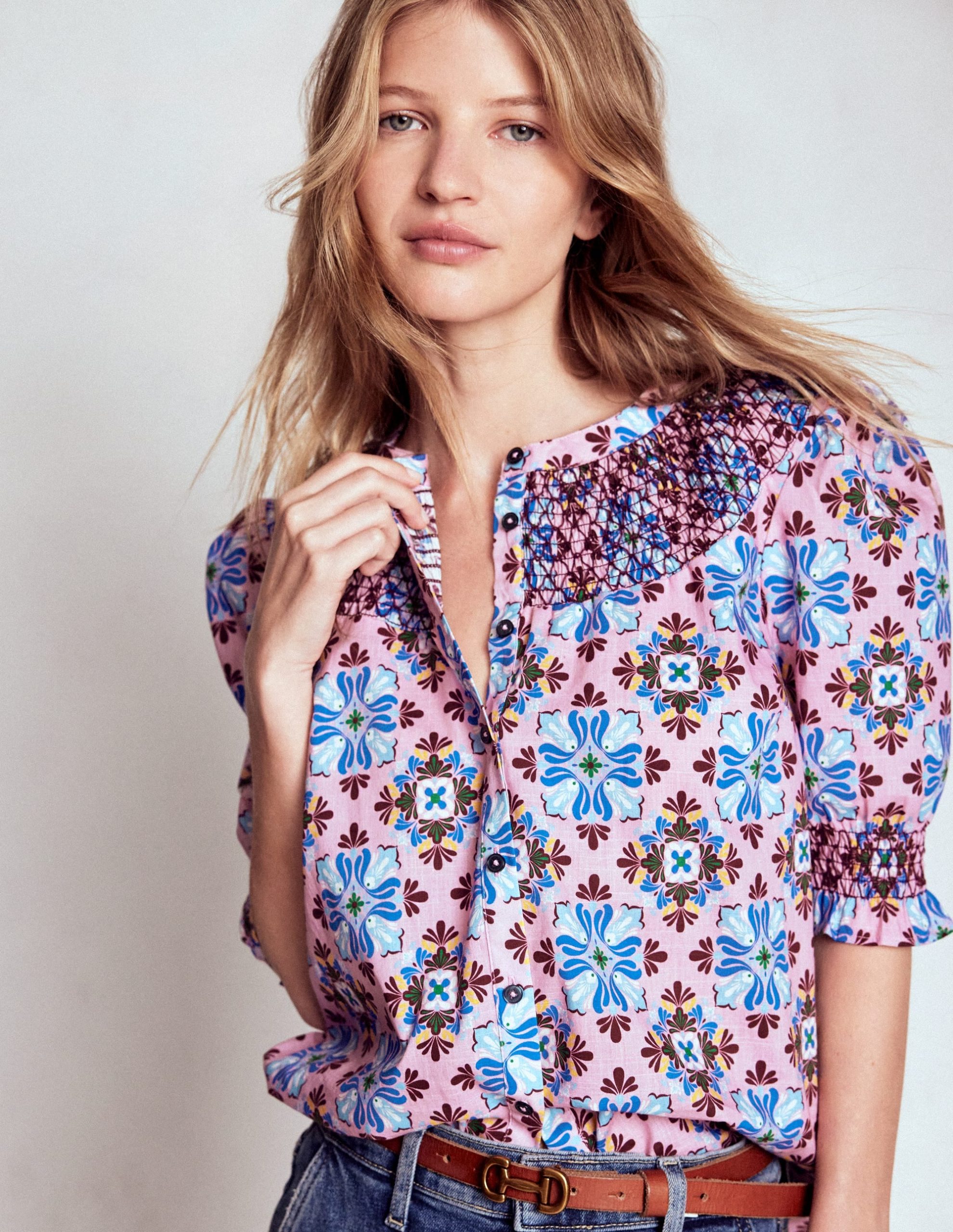 Effie Short Sleeve Top-Formica Pink. Bloom Mosaic - Image 4