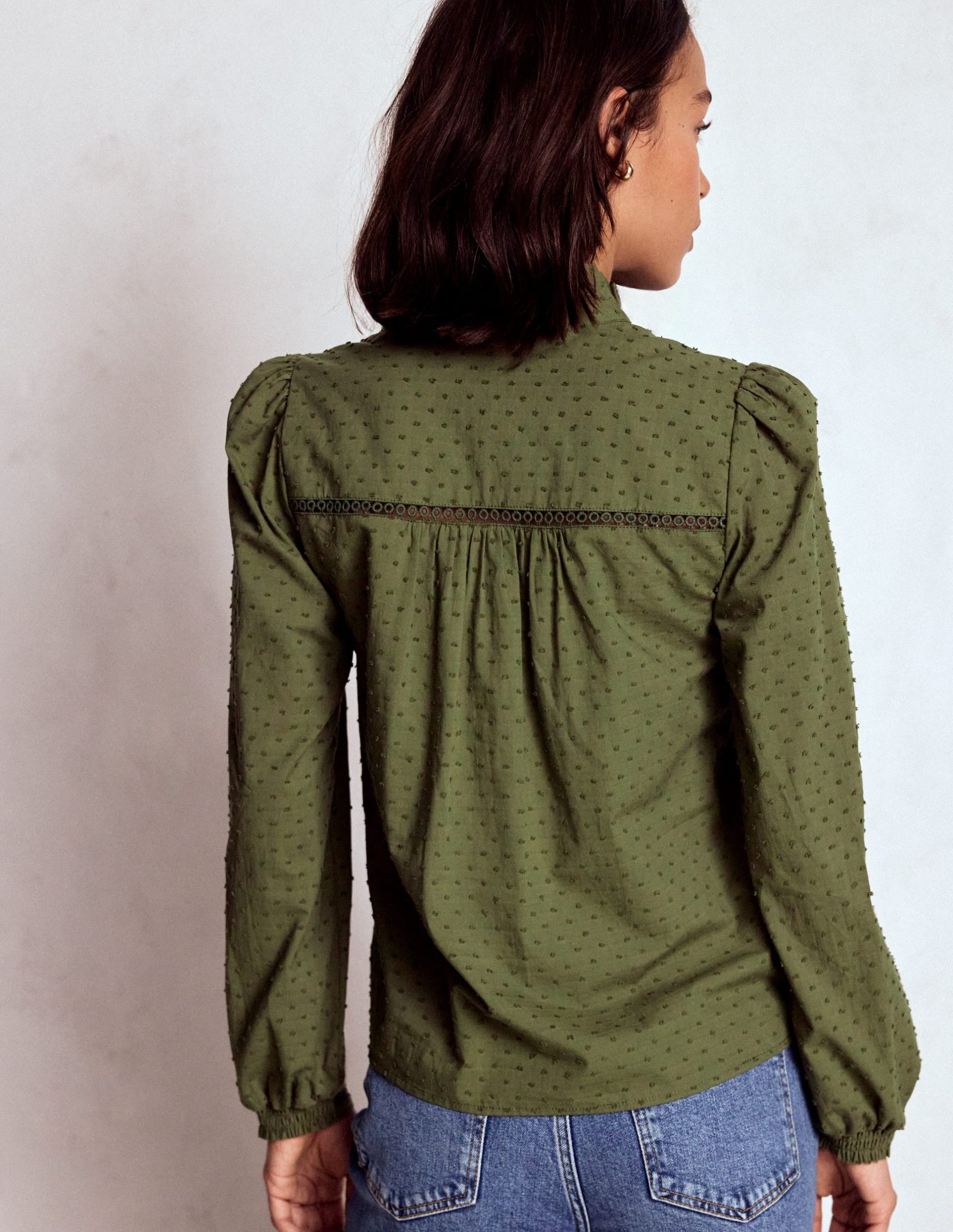 Helena Cotton Dobby Top-Woodland Green - Image 3
