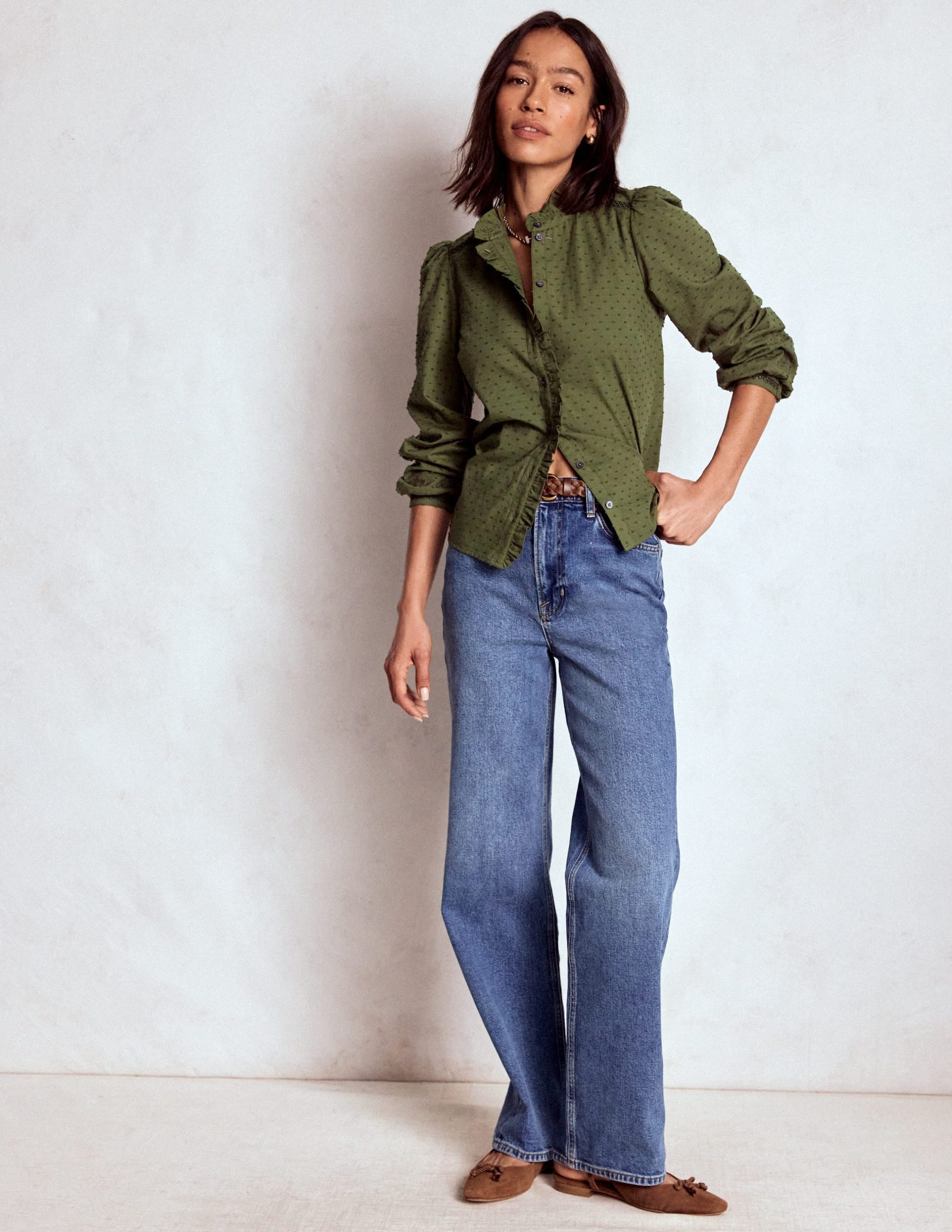 Helena Cotton Dobby Top-Woodland Green - Image 4