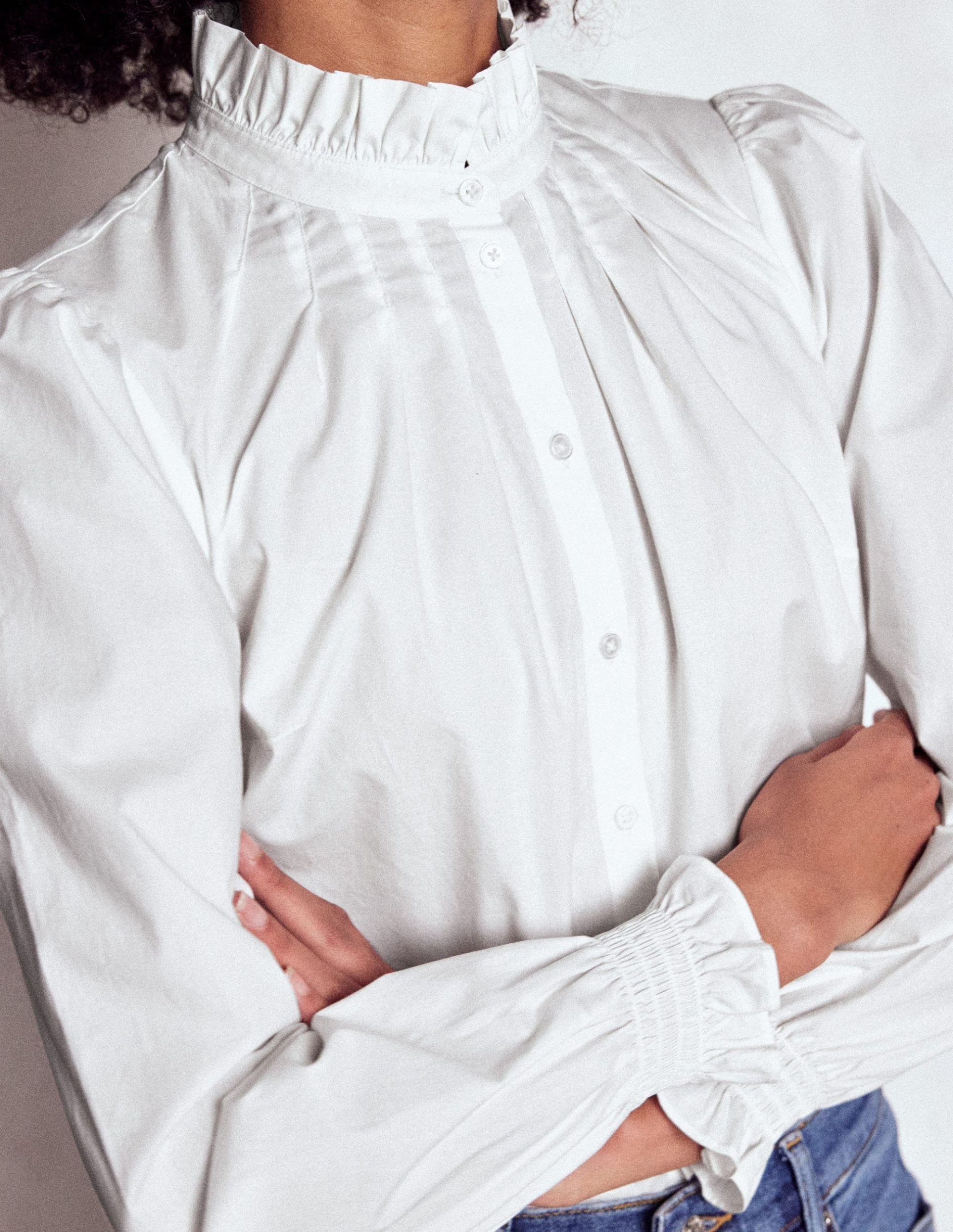 Lorna Pleated Cotton Top-White - Image 2
