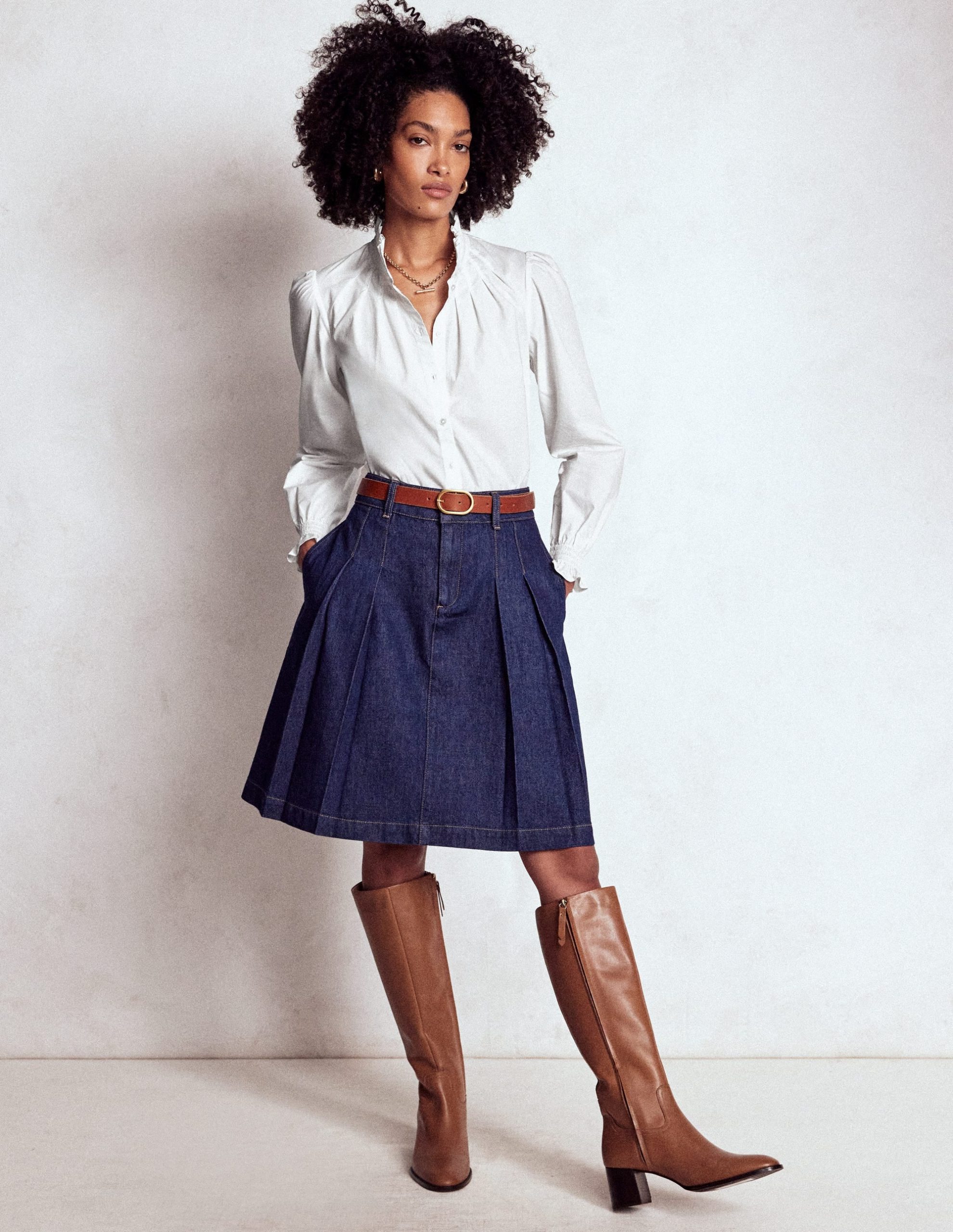 Lorna Pleated Cotton Top-White - Image 6