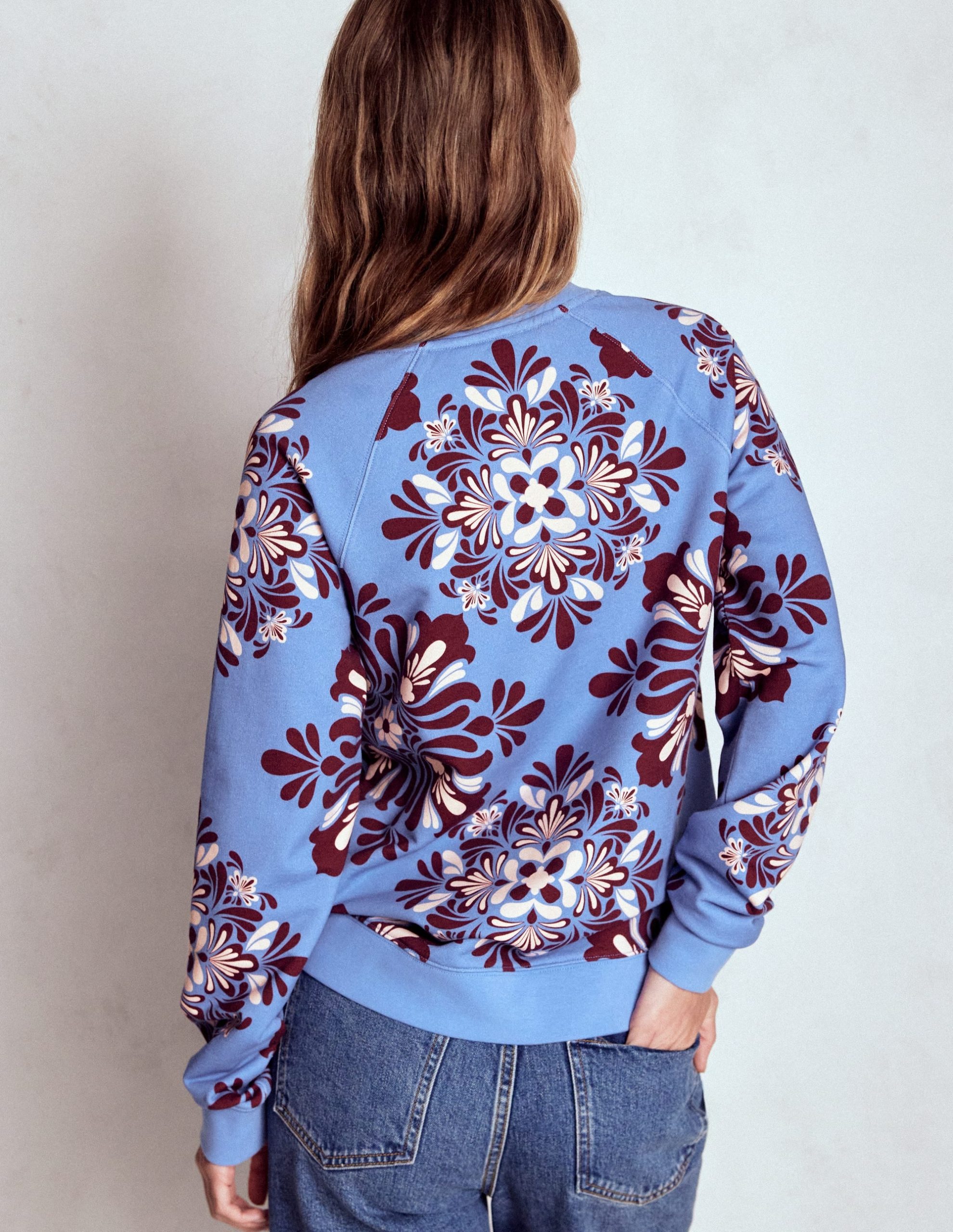 Rosa Printed Sweatshirt-Soft Blue. Bloom Mosaic - Image 3