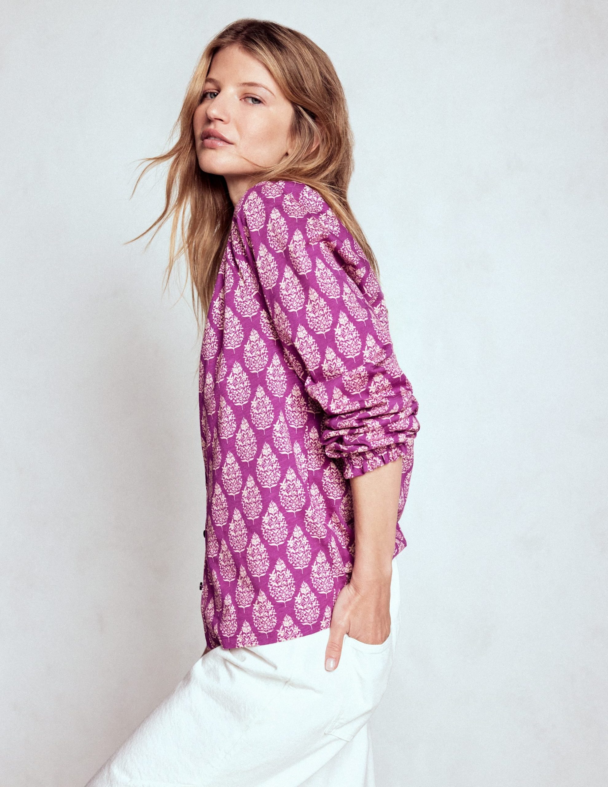 Isla Long Sleeve Jersey Shirt-Purple. Wildflower Bouquet - Image 4