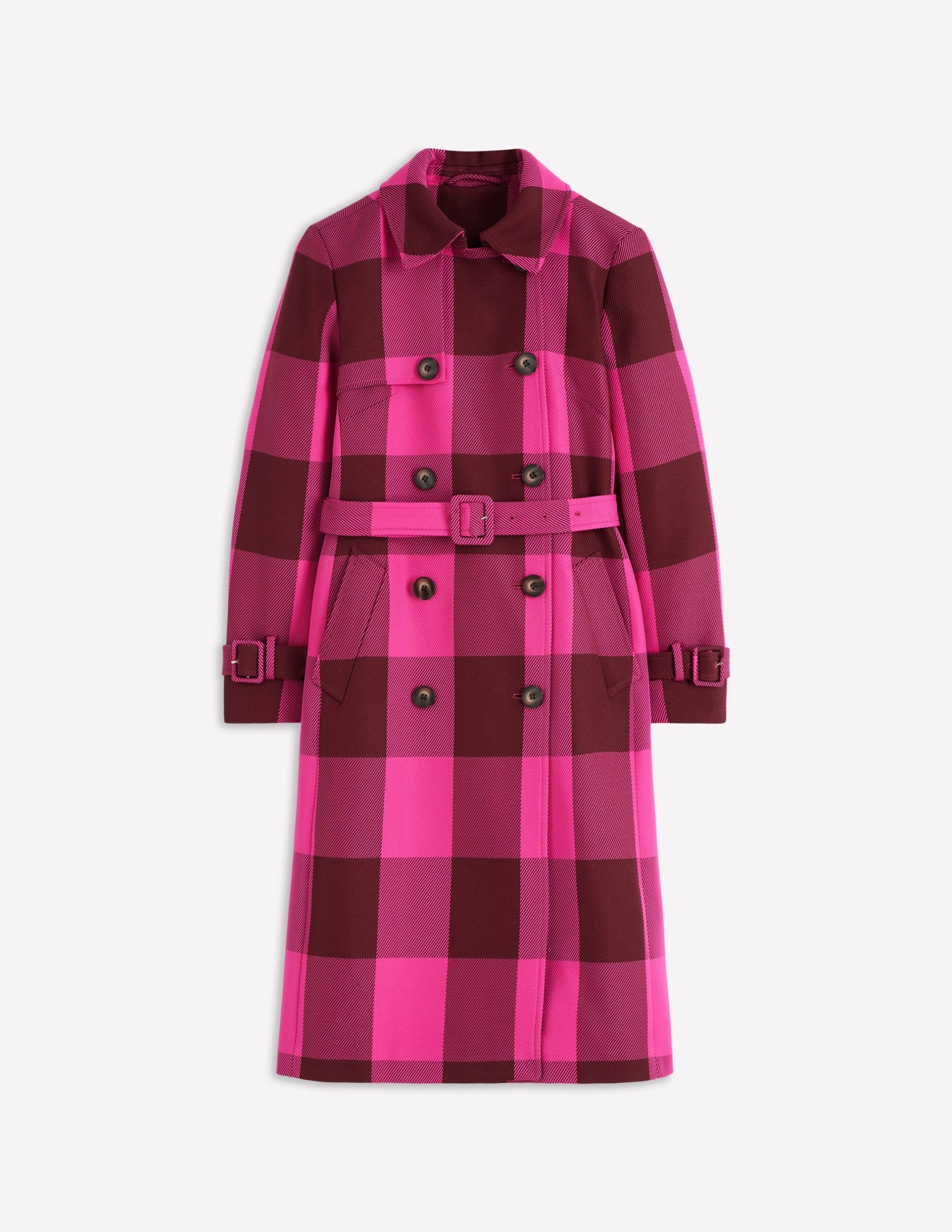 Cheltenham Trench Coat-Pink Peony. Chestnut Gingham - Image 8