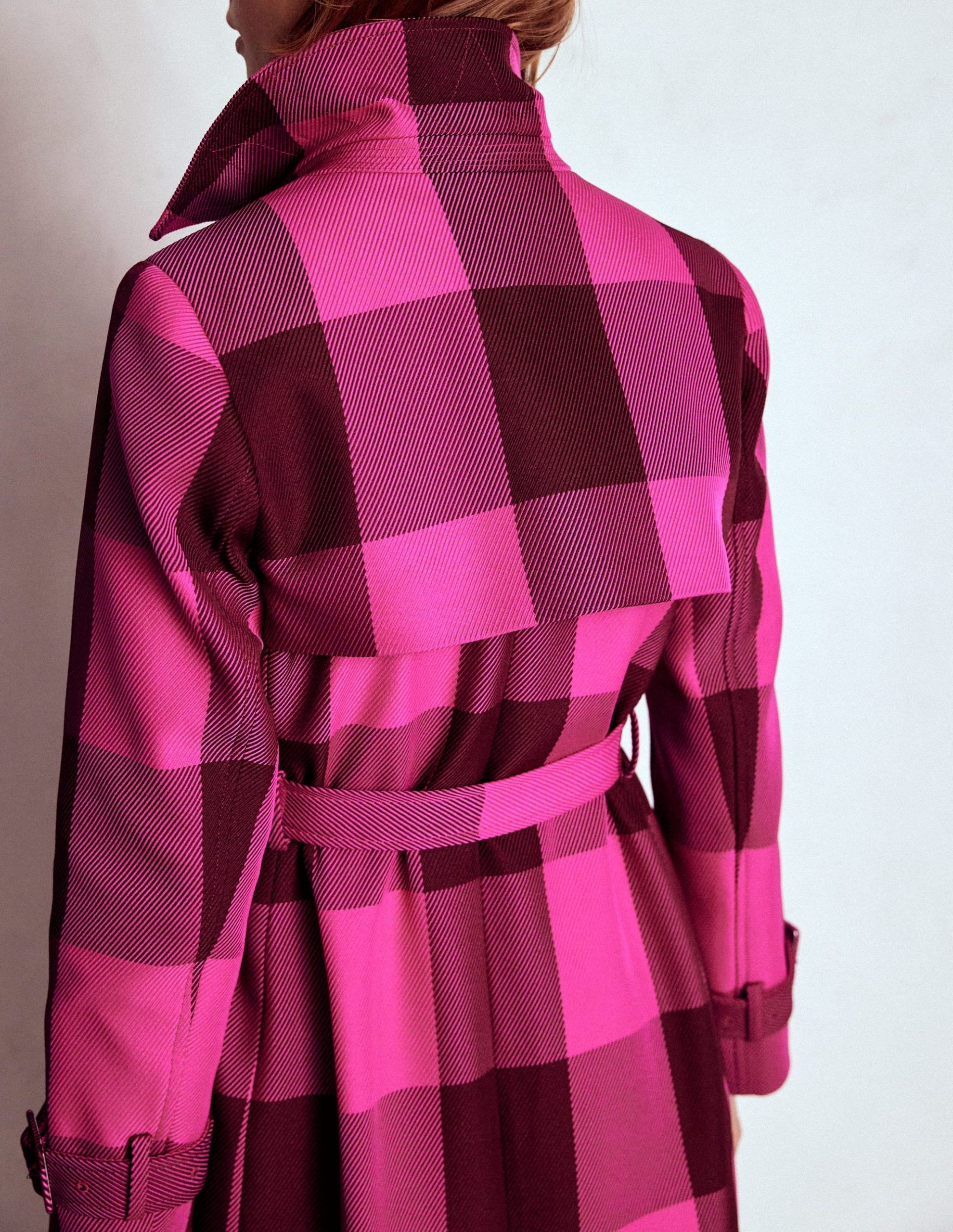 Cheltenham Trench Coat-Pink Peony. Chestnut Gingham - Image 3