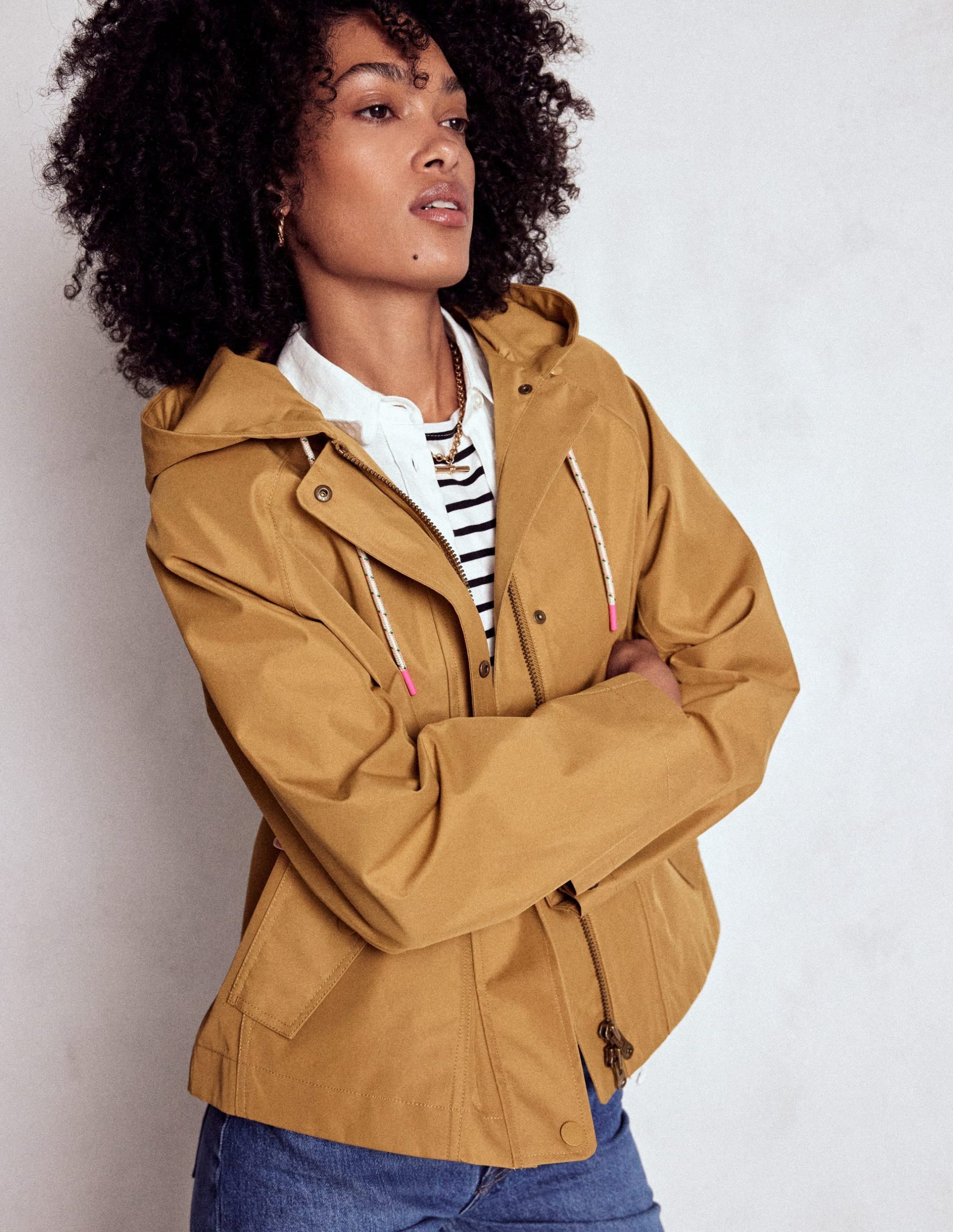 Cropped Rain Mac-Hazelnut Brown