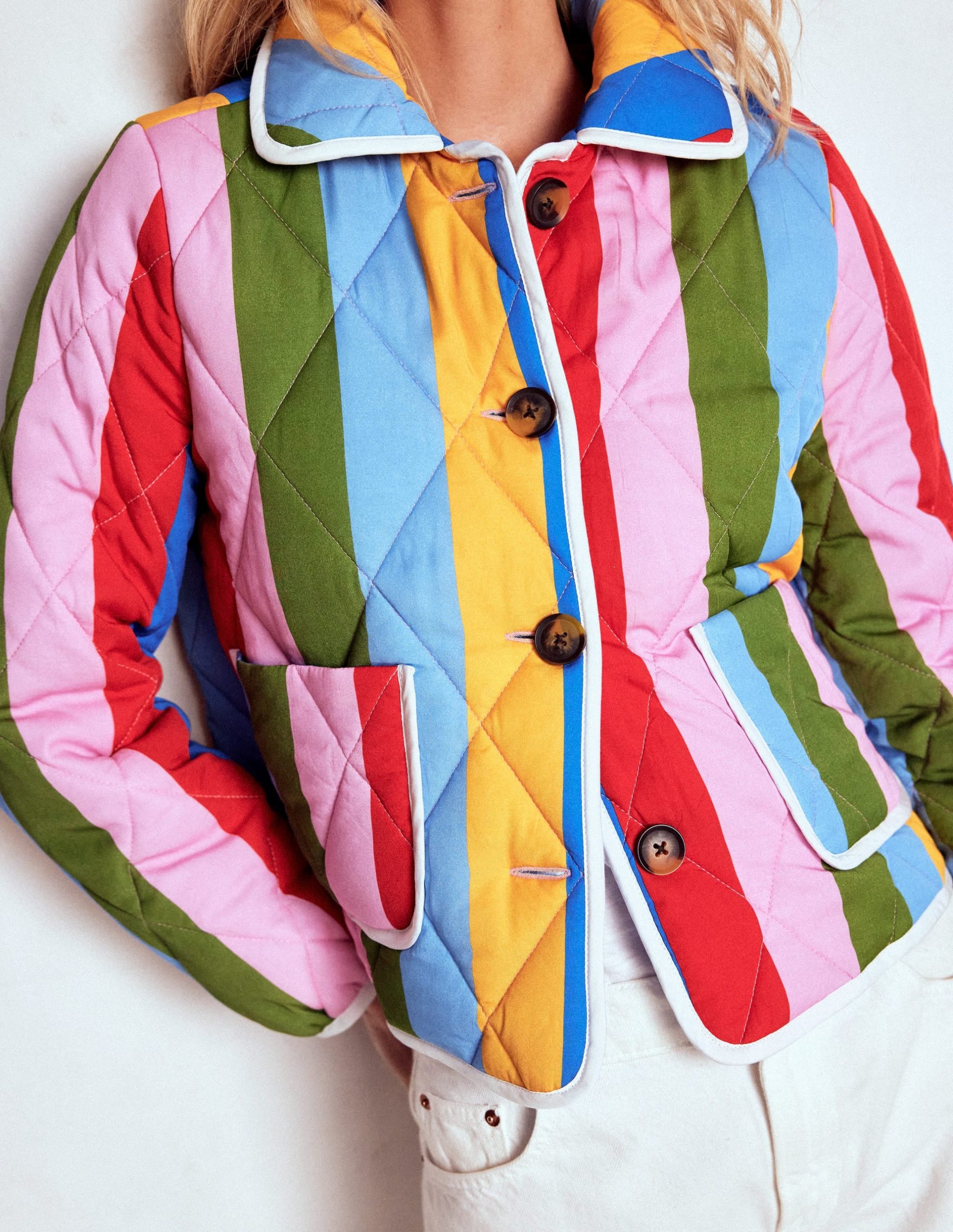 Fitzrovia Quilted Jacket-Rainbow Stripe - Image 2