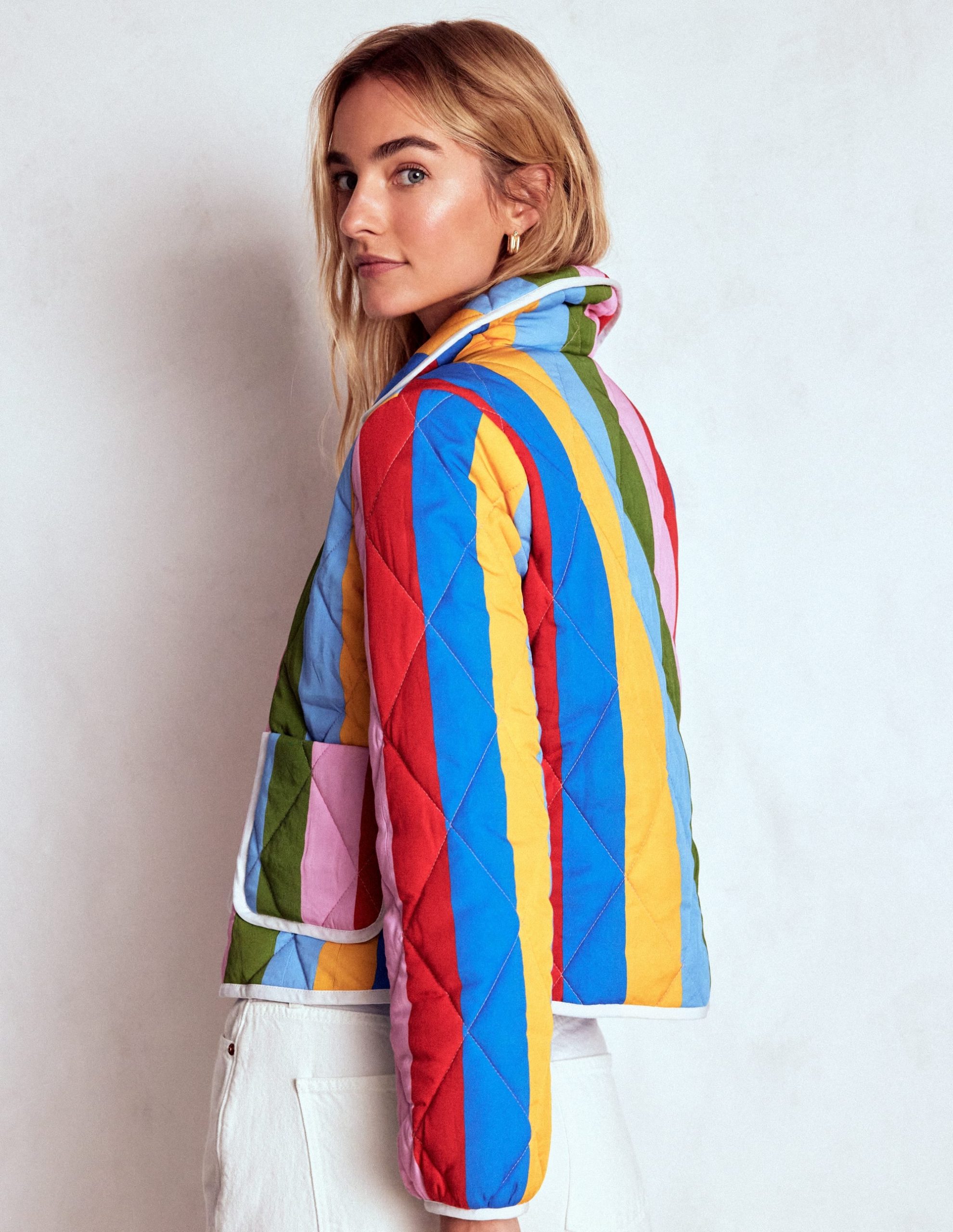 Fitzrovia Quilted Jacket-Rainbow Stripe - Image 3