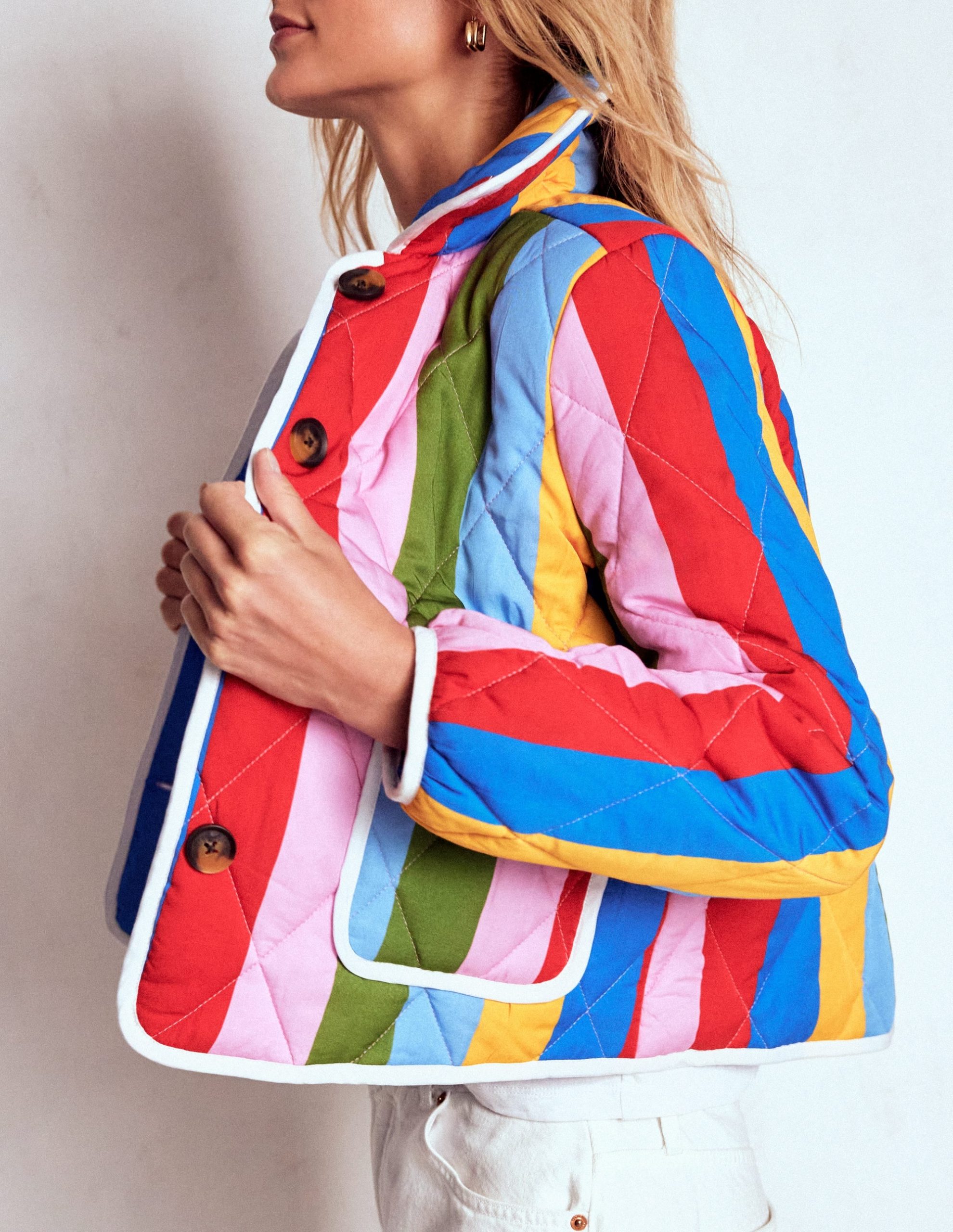 Fitzrovia Quilted Jacket-Rainbow Stripe - Image 5