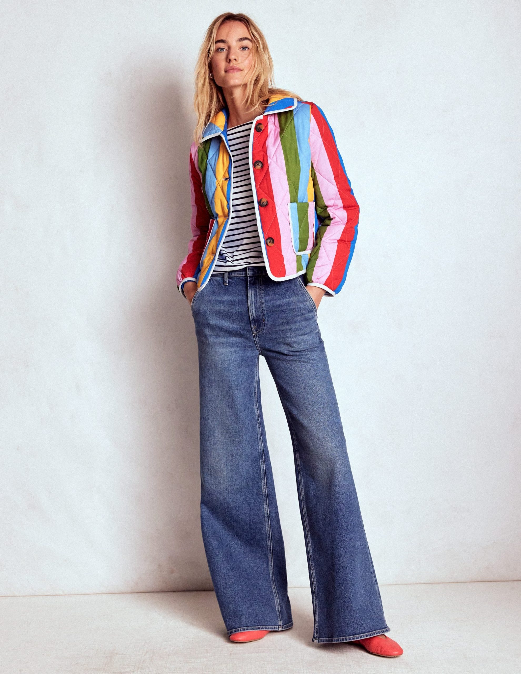Fitzrovia Quilted Jacket-Rainbow Stripe - Image 6