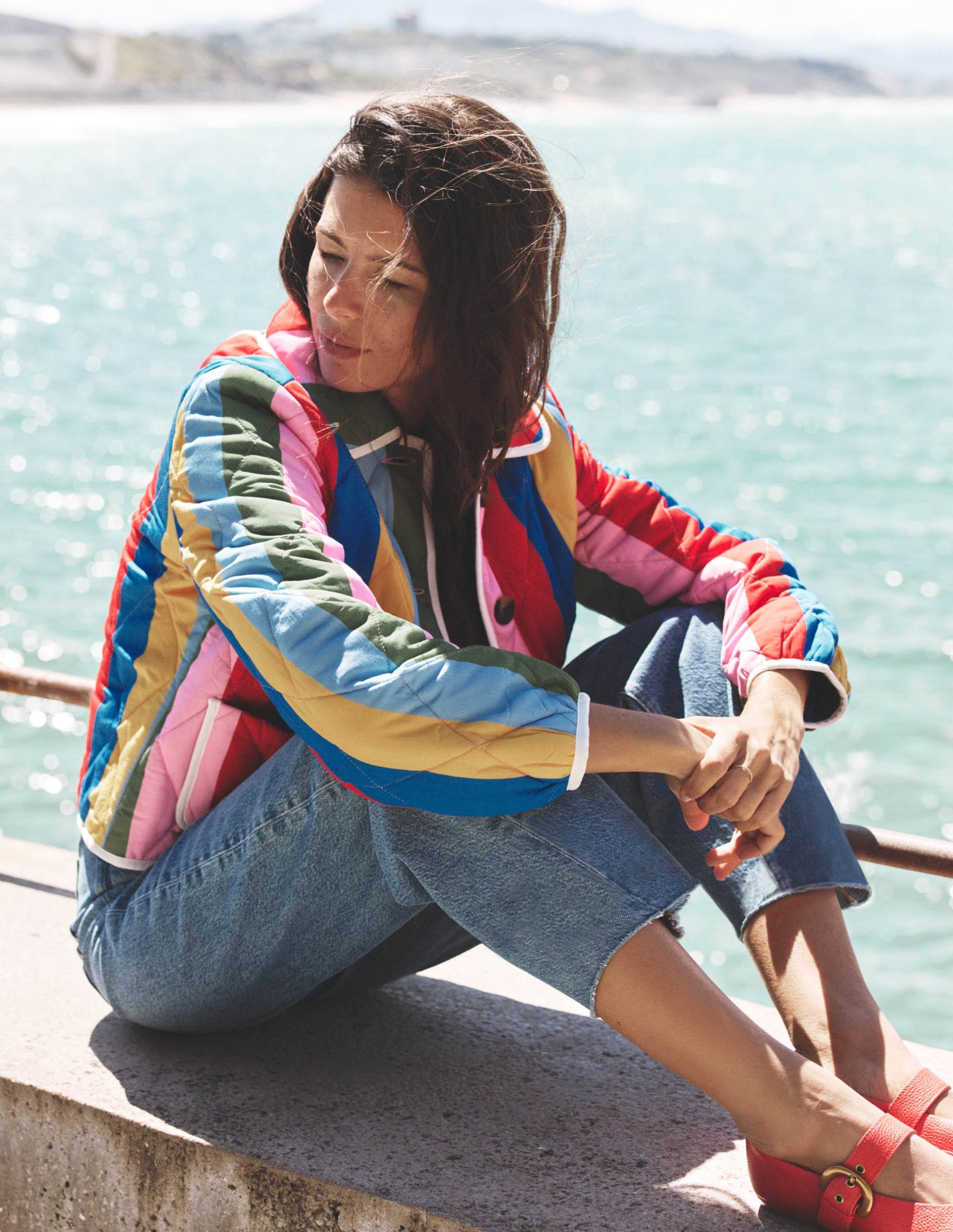 Fitzrovia Quilted Jacket-Rainbow Stripe - Image 7
