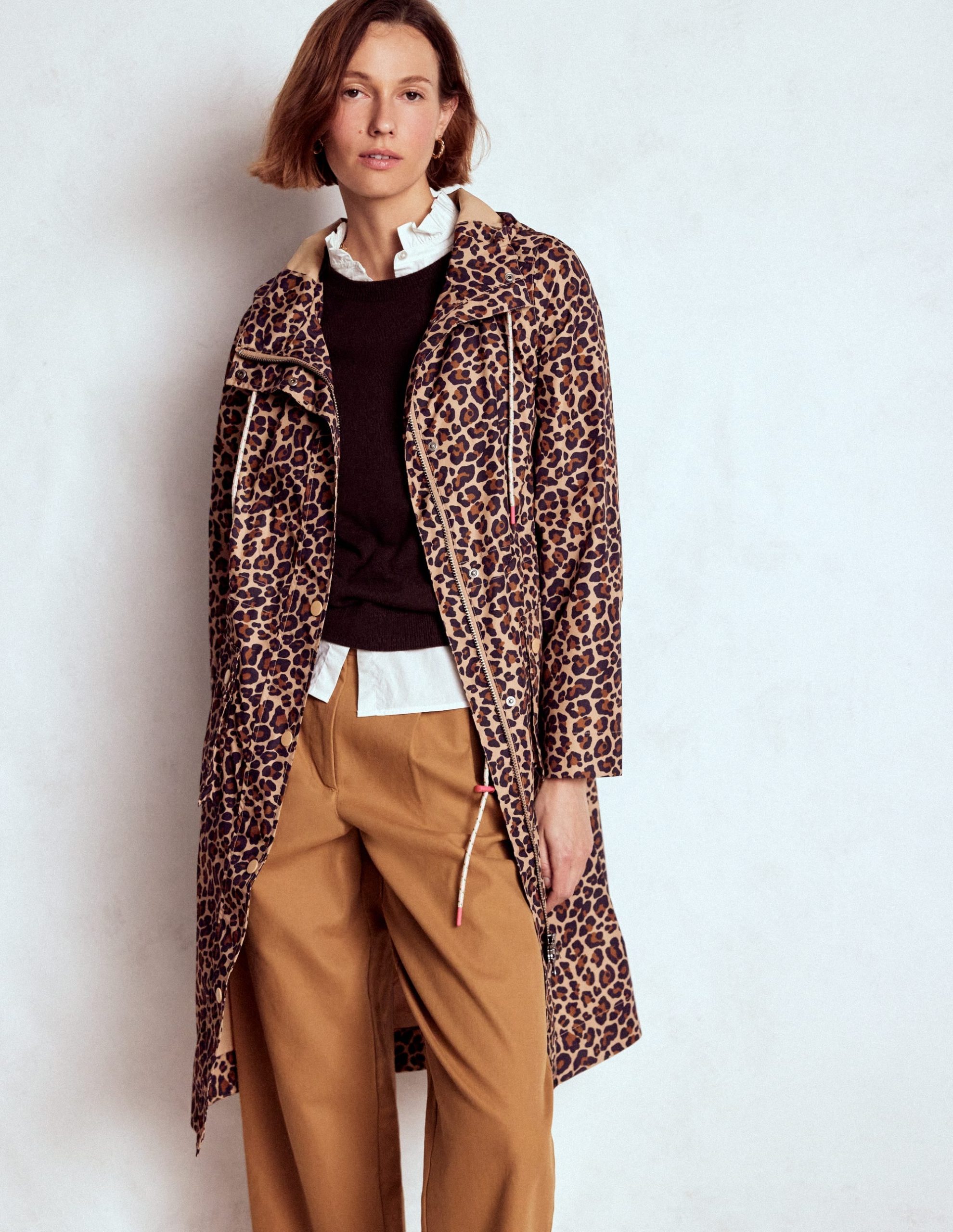 Longline Rain Mac-Multi. Cheetah Pop