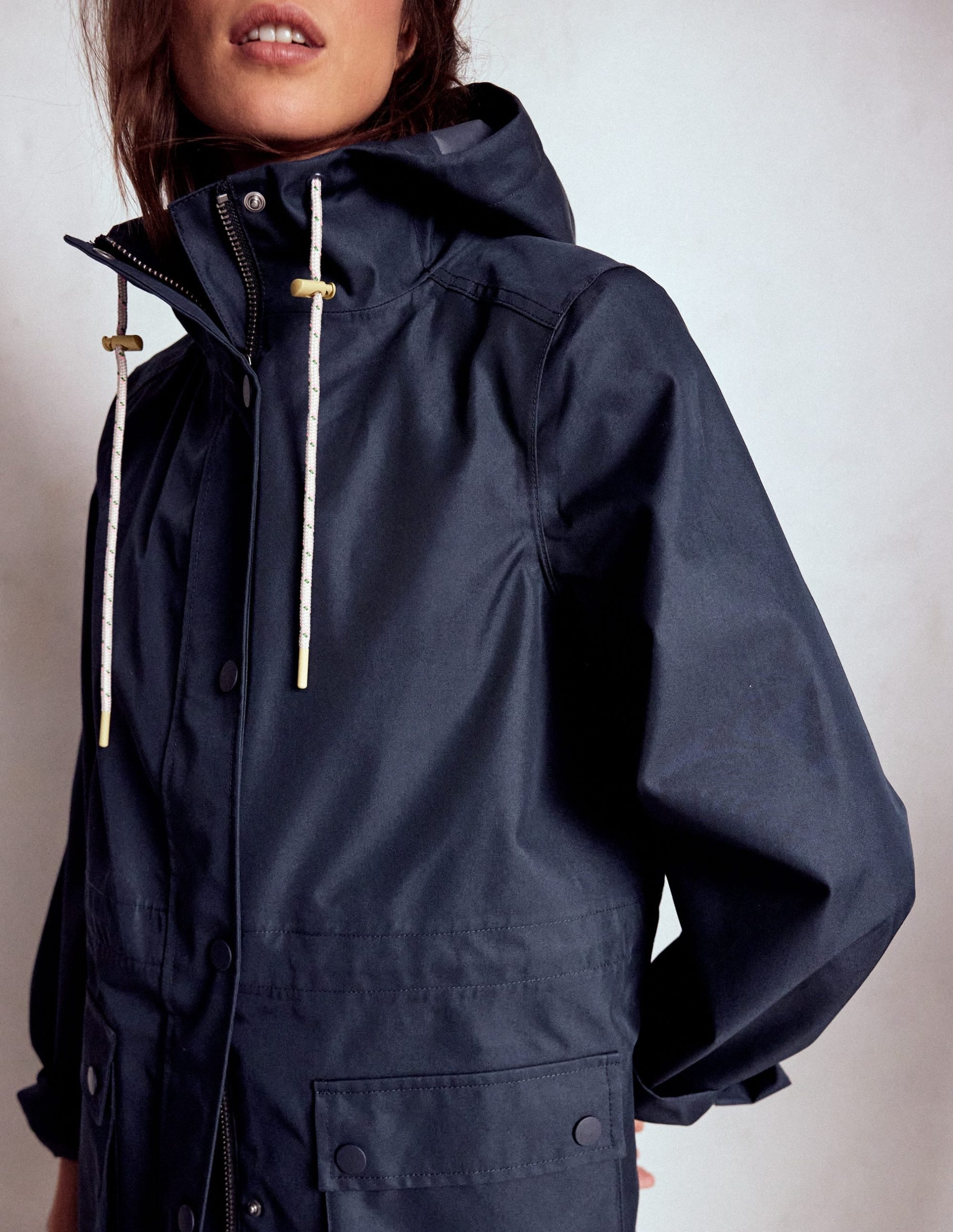 Longline Rain Mac-Navy Colourblock - Image 2