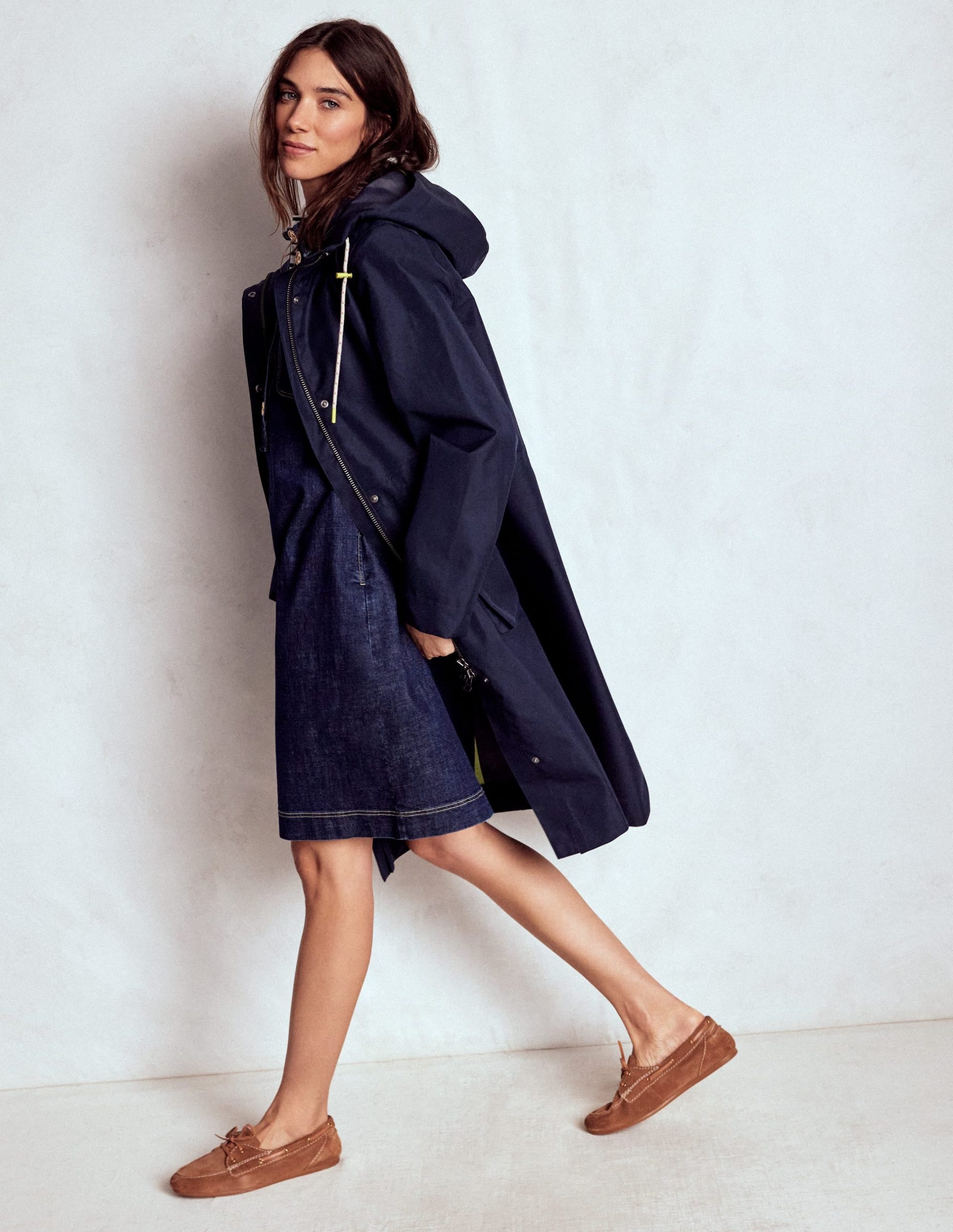 Longline Rain Mac-Navy Colourblock - Image 4