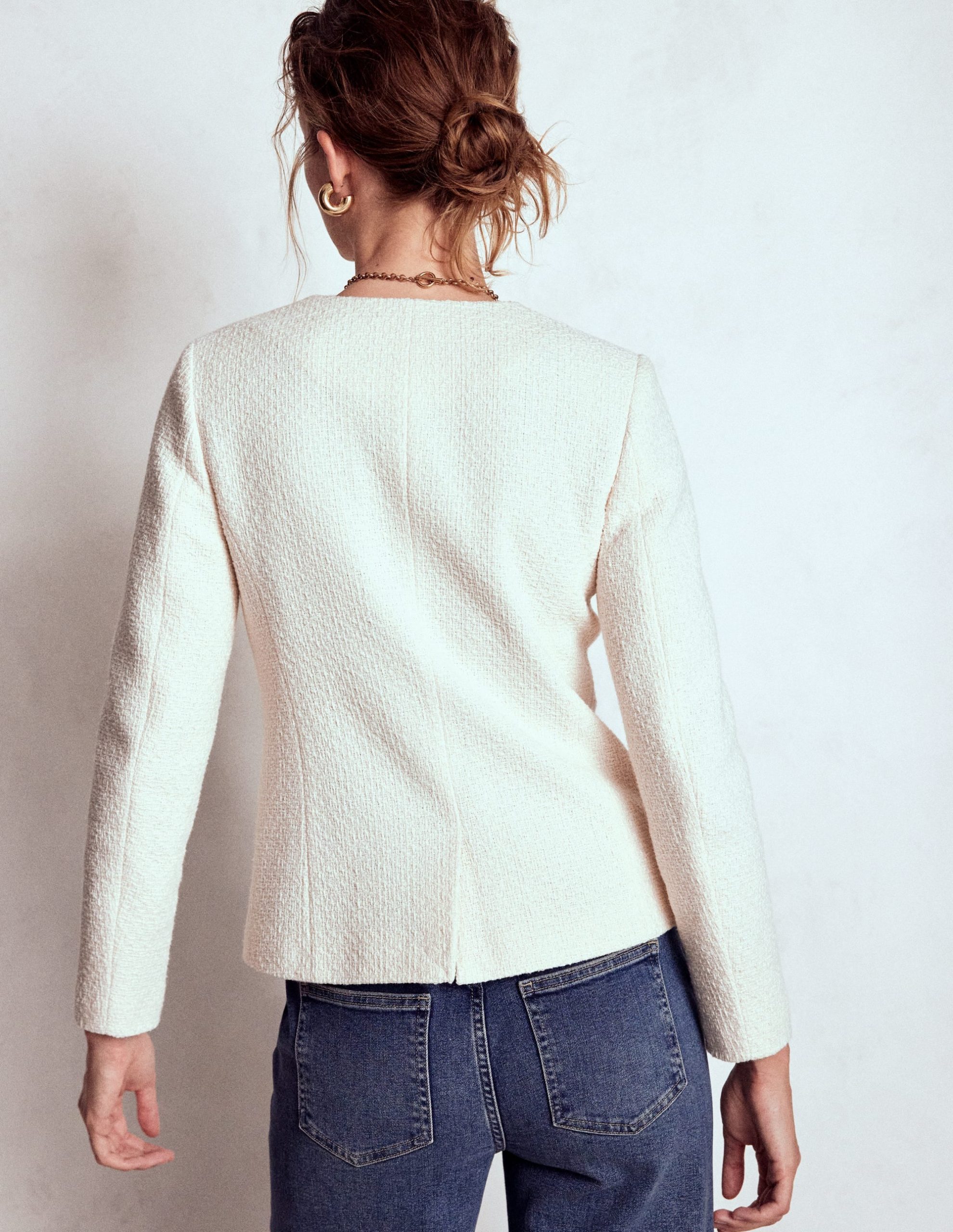 Hampstead Textured Blazer-Cream Texture - Image 3