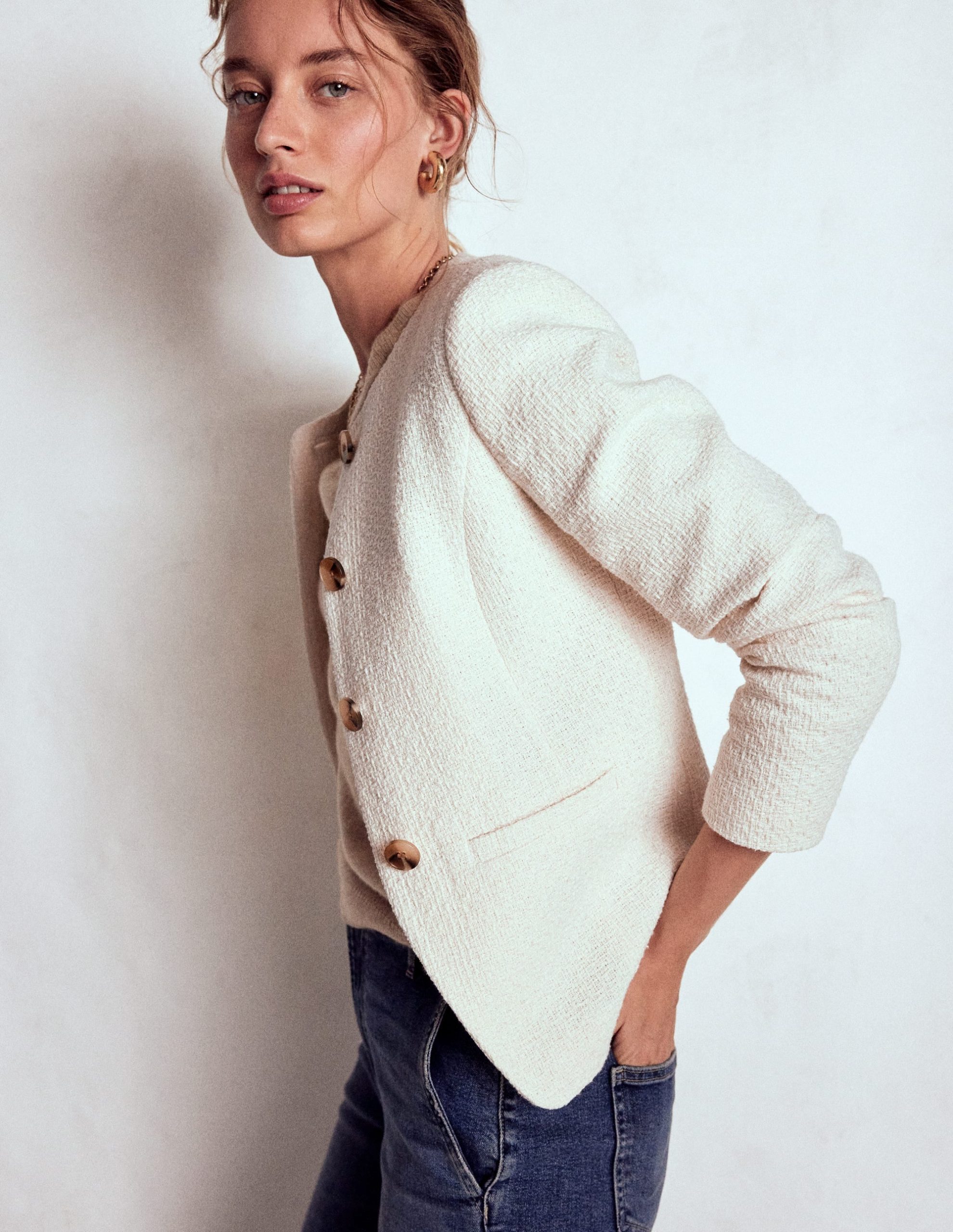 Hampstead Textured Blazer-Cream Texture - Image 4