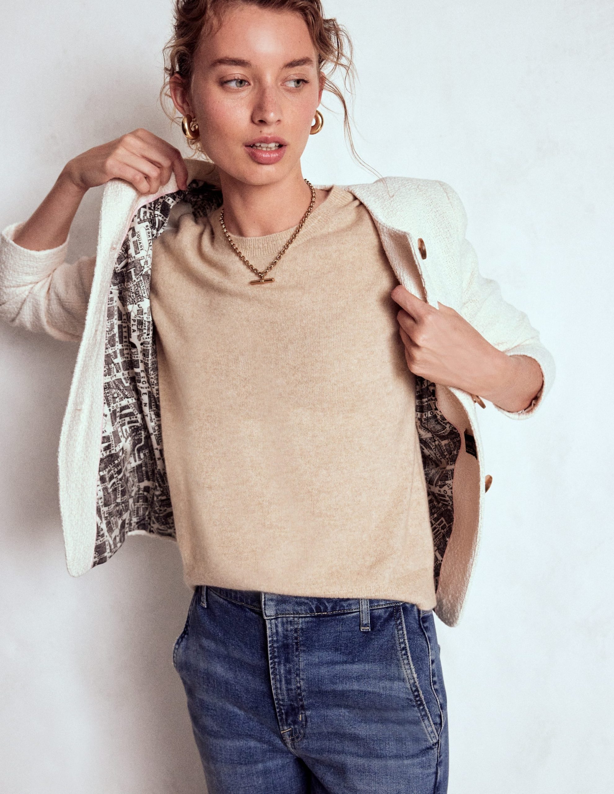 Hampstead Textured Blazer-Cream Texture - Image 5