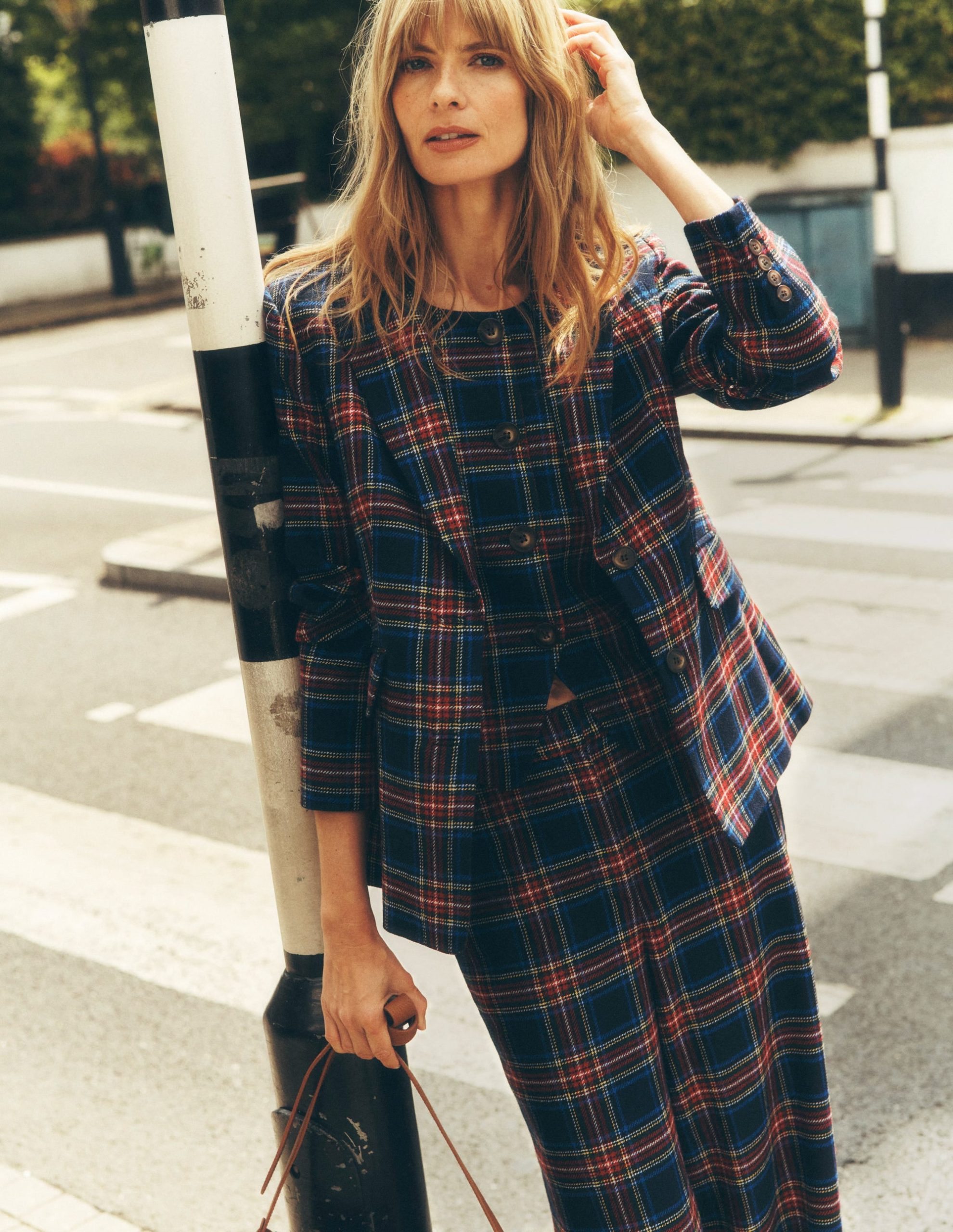 Tailored Check Waistcoat-Navy. Green and Red Check - Image 5