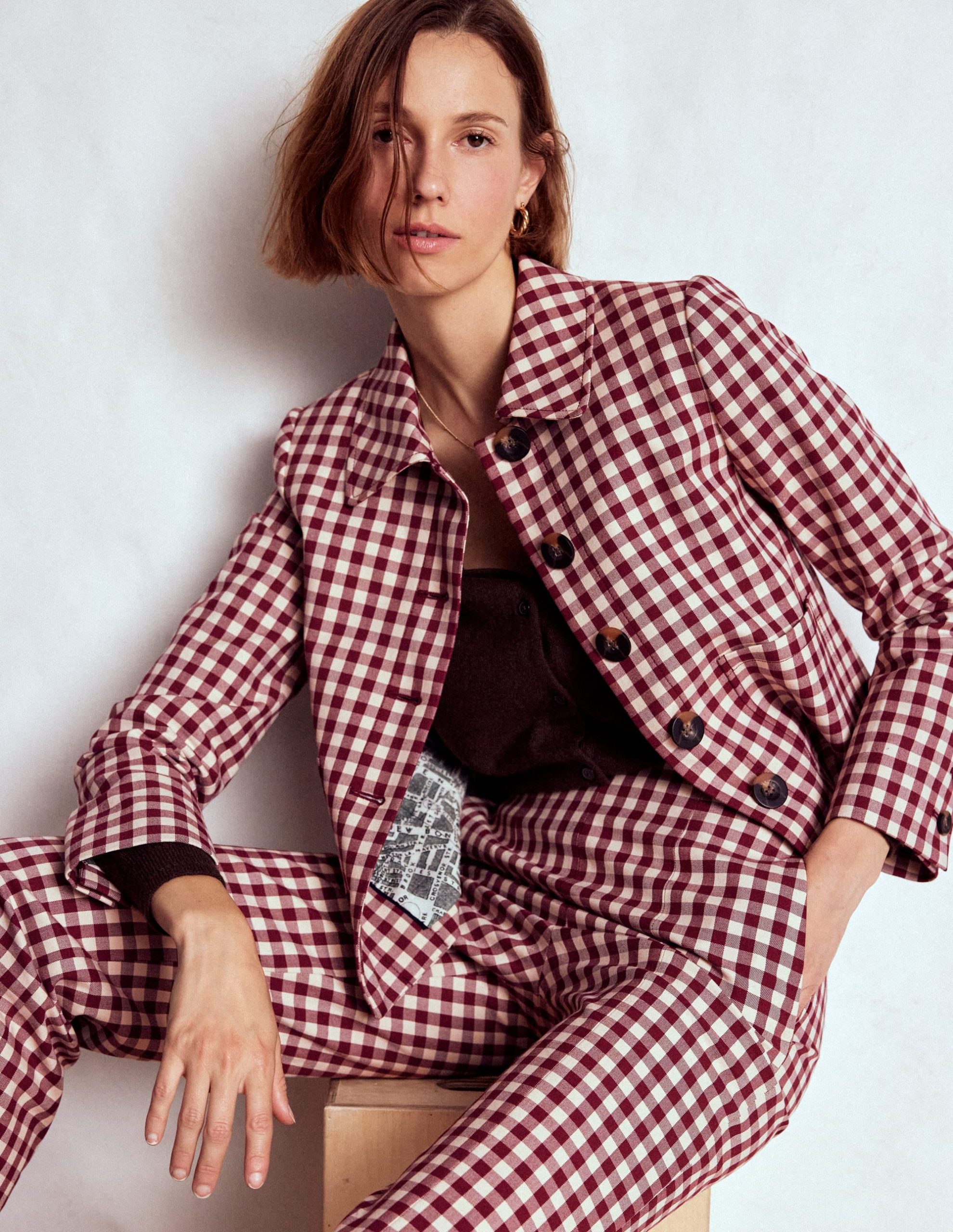 Knightsbridge Gingham Jacket-Chestnut Gingham