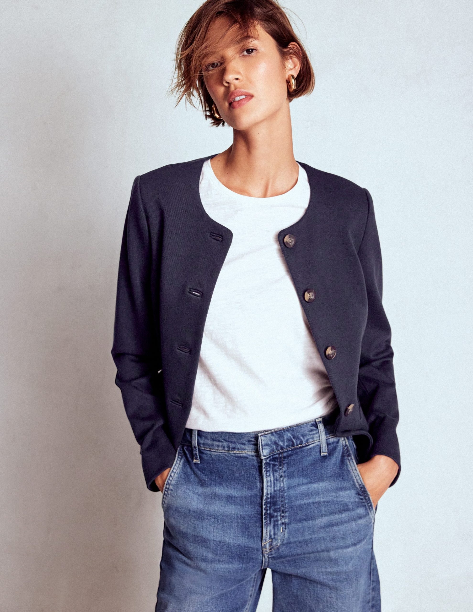 Hampstead Ponte Twill Blazer-Navy - Image 3